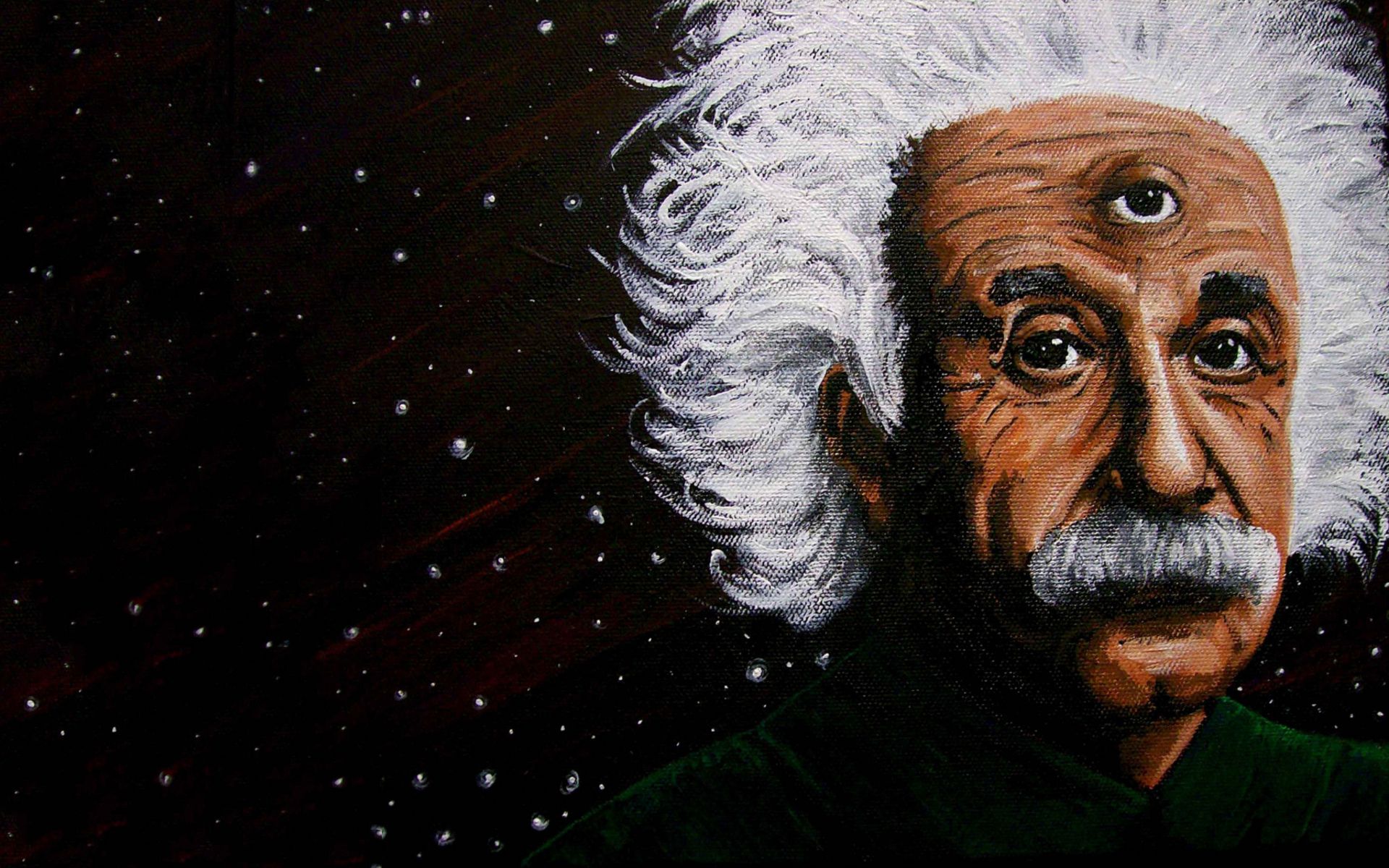 Albert Einstein, Drittes Auge, Sterne, Malerei, Surreal, Full HD, MacBook-Hintergrundbild