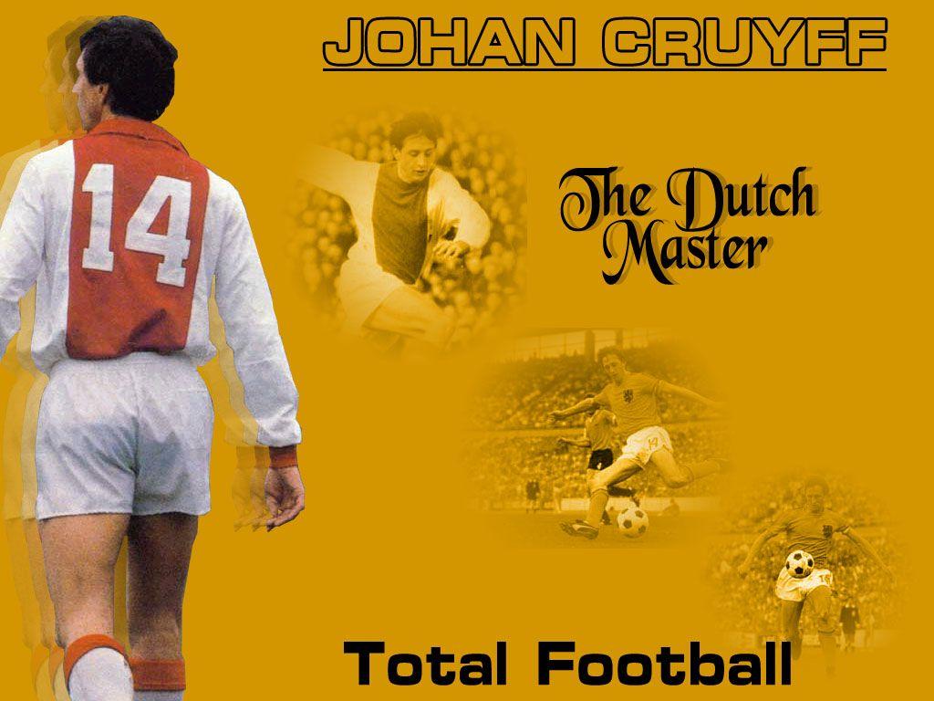 Johan Cruyff, The Dutch Master, Totaalvoetbal, Ajax Amsterdam, Collage, Gold, Tablet-Hintergrundbild