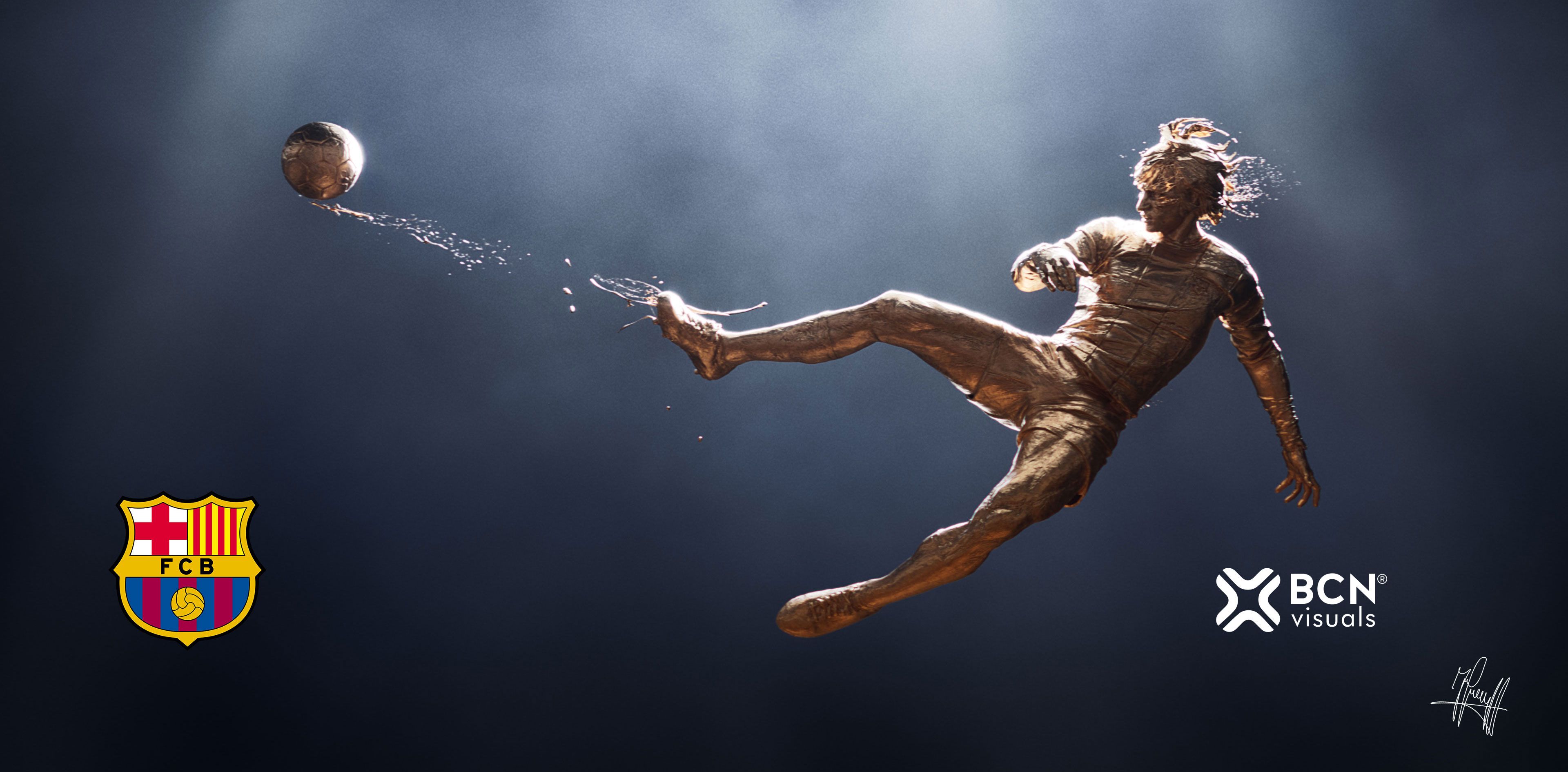 Johan Cruyff, Statue, FC Barcelona, Bronze, Fallrückzieher, 4K, PC-Hintergrundbild
