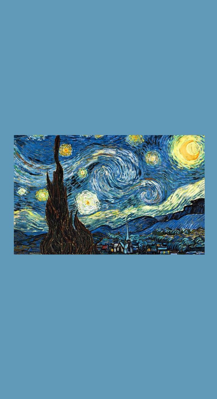 Sternennacht, Vincent van Gogh, Blauer Hintergrund, Minimalismus, Sperrbildschirm fürs iPhone