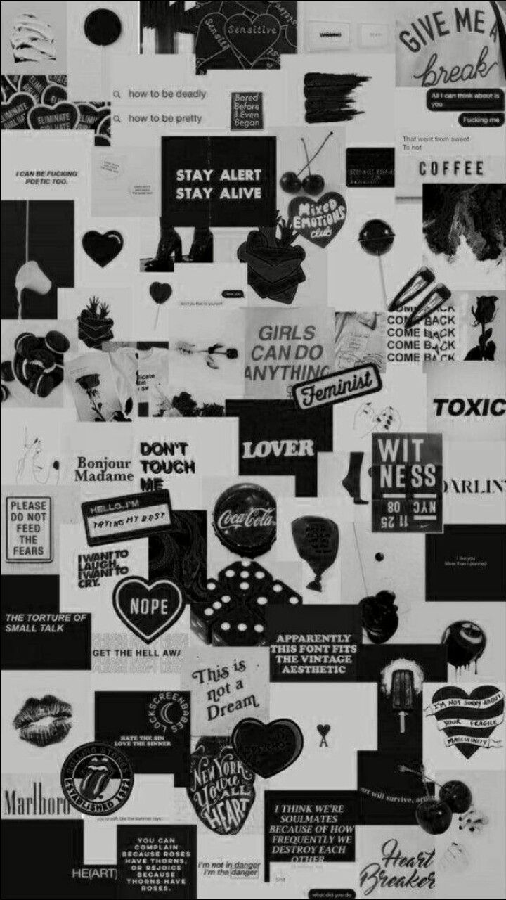 Albert Einstein, Sticker-Collage, Schwarzweiß, Typografie, HD, iPhone-Hintergrundbild