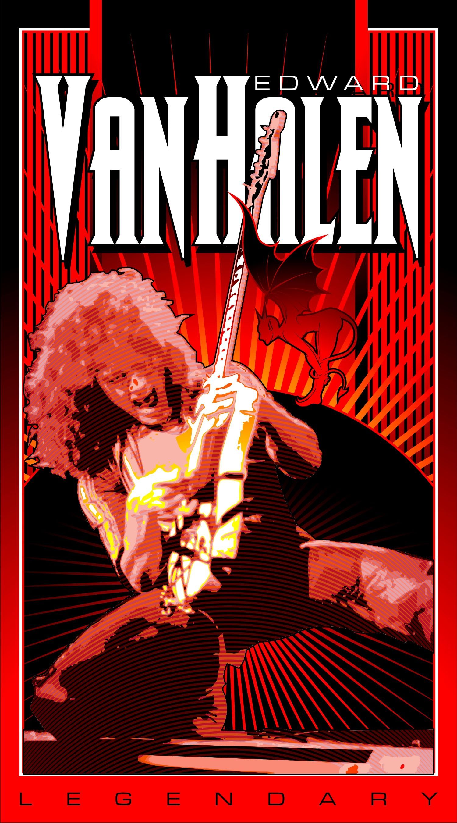 Eddie Van Halen, Van Halen, Poster, Gitarrensolo, Roter Hintergrund, Sperrbildschirm fürs iPhone