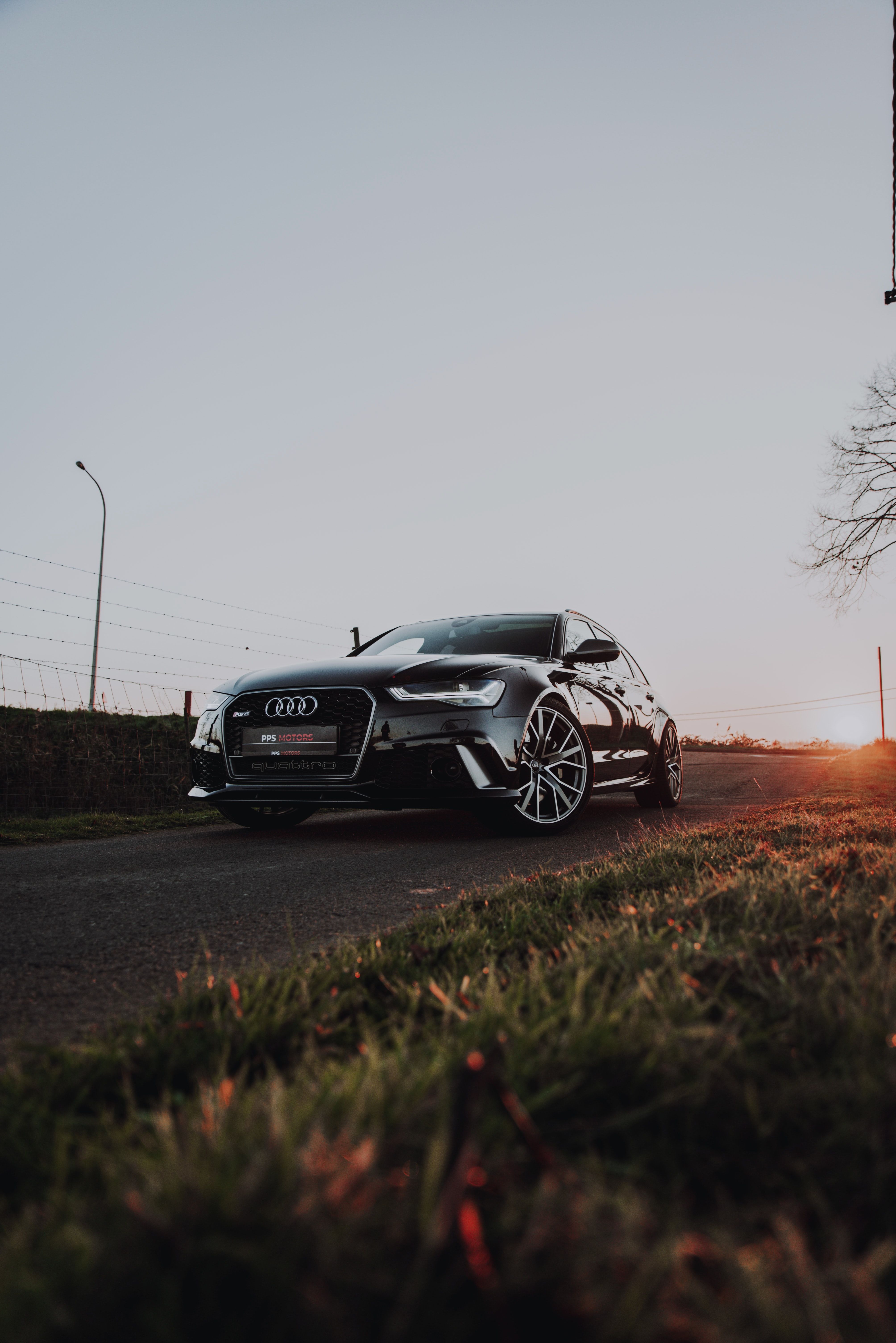 Audi A5, Dämmerung, Landschaft, Grau, Herbst, QHD+, Hintergrundbild fürs Tablet