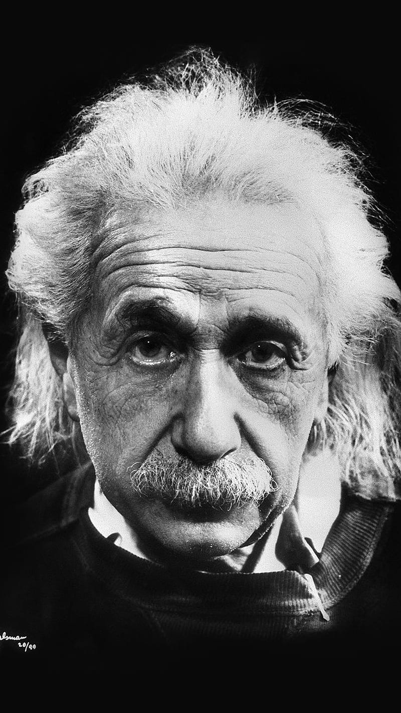 Albert Einstein, Porträt, Schwarzweiß, Schwarzer Hintergrund, Physiker, Sperrbildschirm fürs iPhone