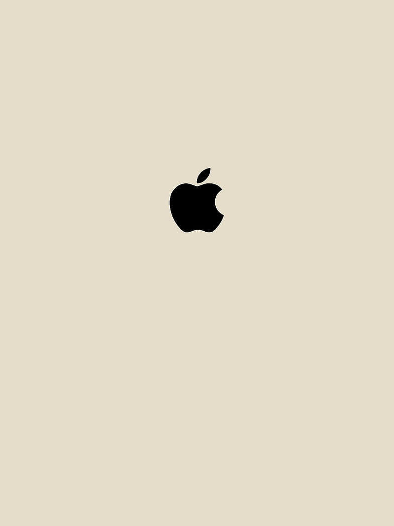Apple-Logo, Minimalistisch, Beiger Hintergrund, Schwarz, HD Wallpaper
