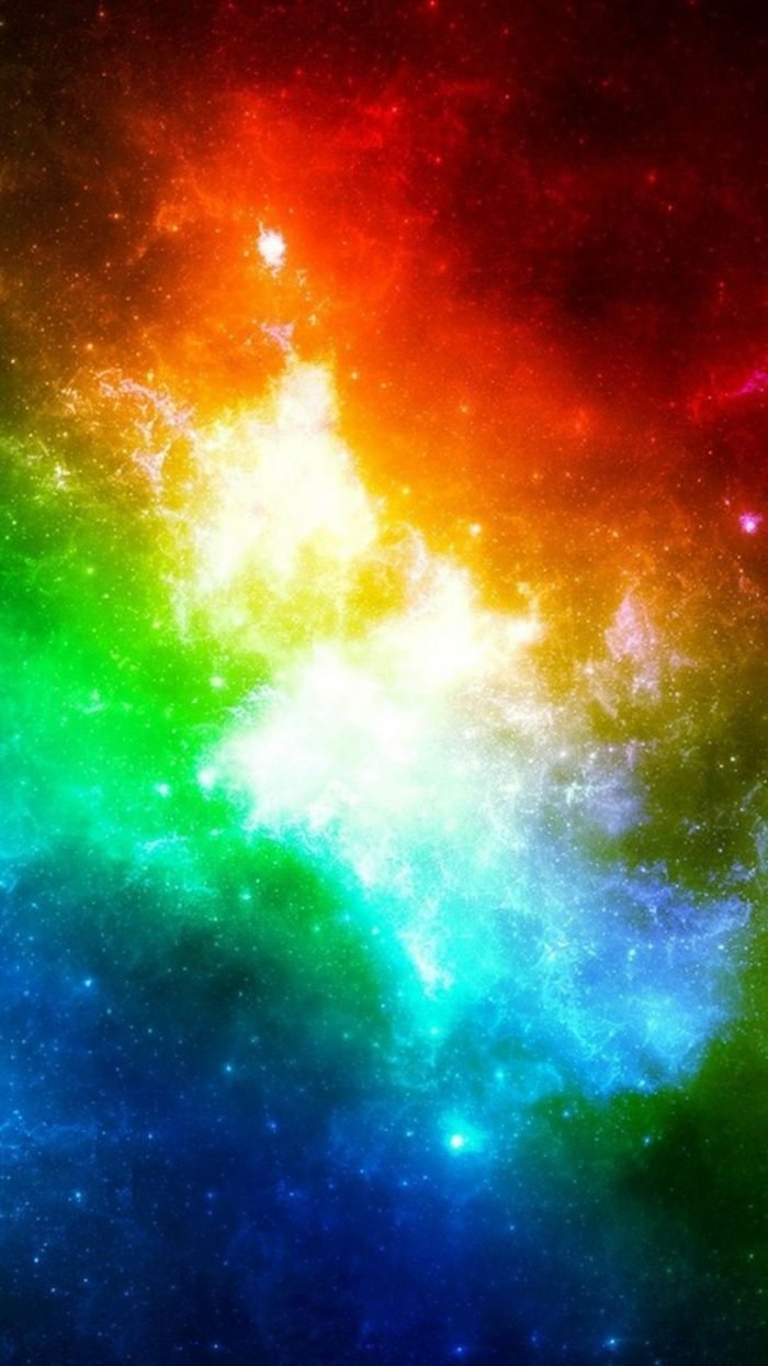 Nebel, Galaxie, Weltraum, Regenbogenfarben, Sterne, Hochformat, Hintergrundbild fürs Smartphone