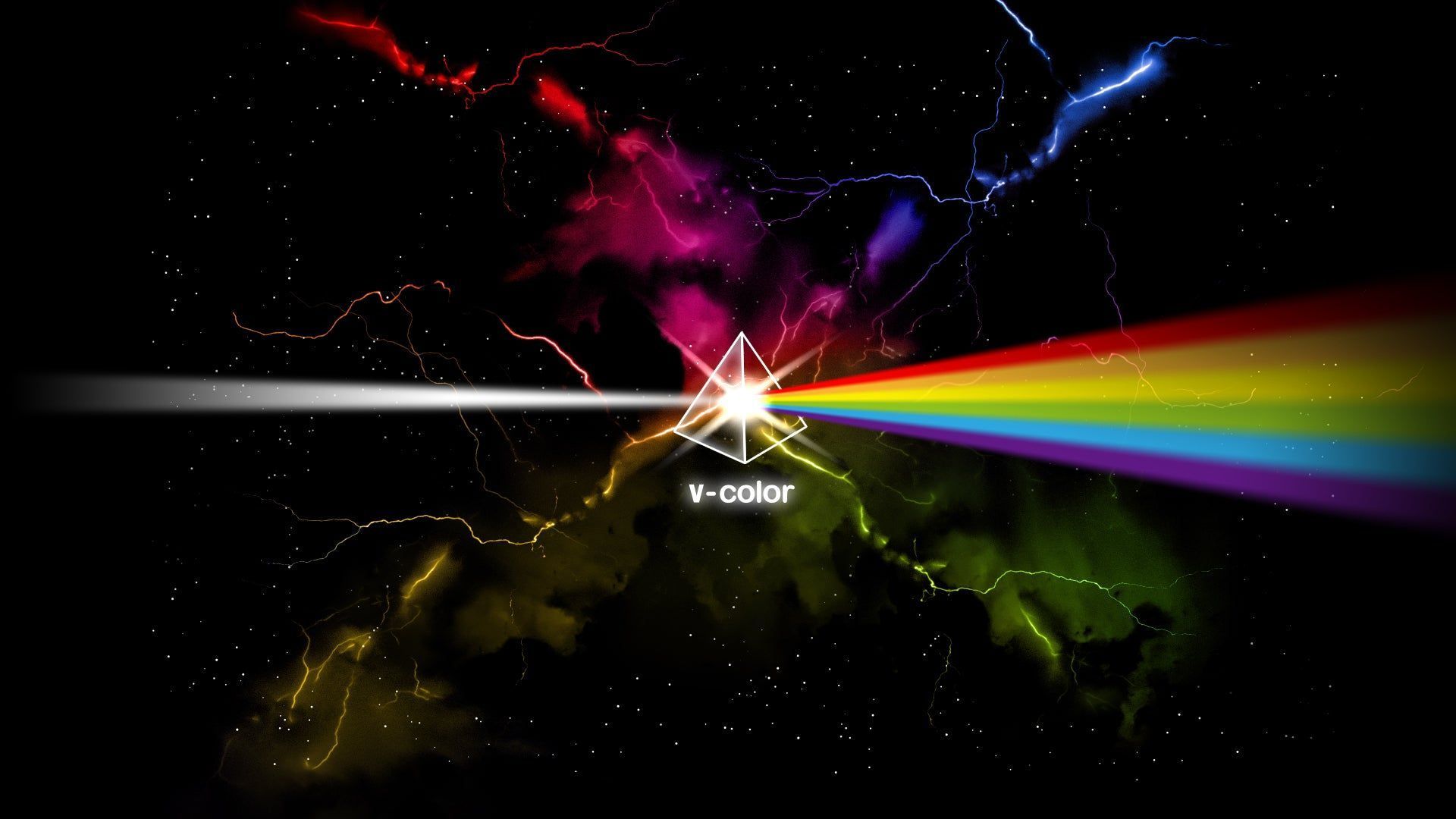Prisma, Lichtstrahl, Regenbogen, Weltraum, Blitze, 1920x1080, Full-HD-Hintergrundbild für PC