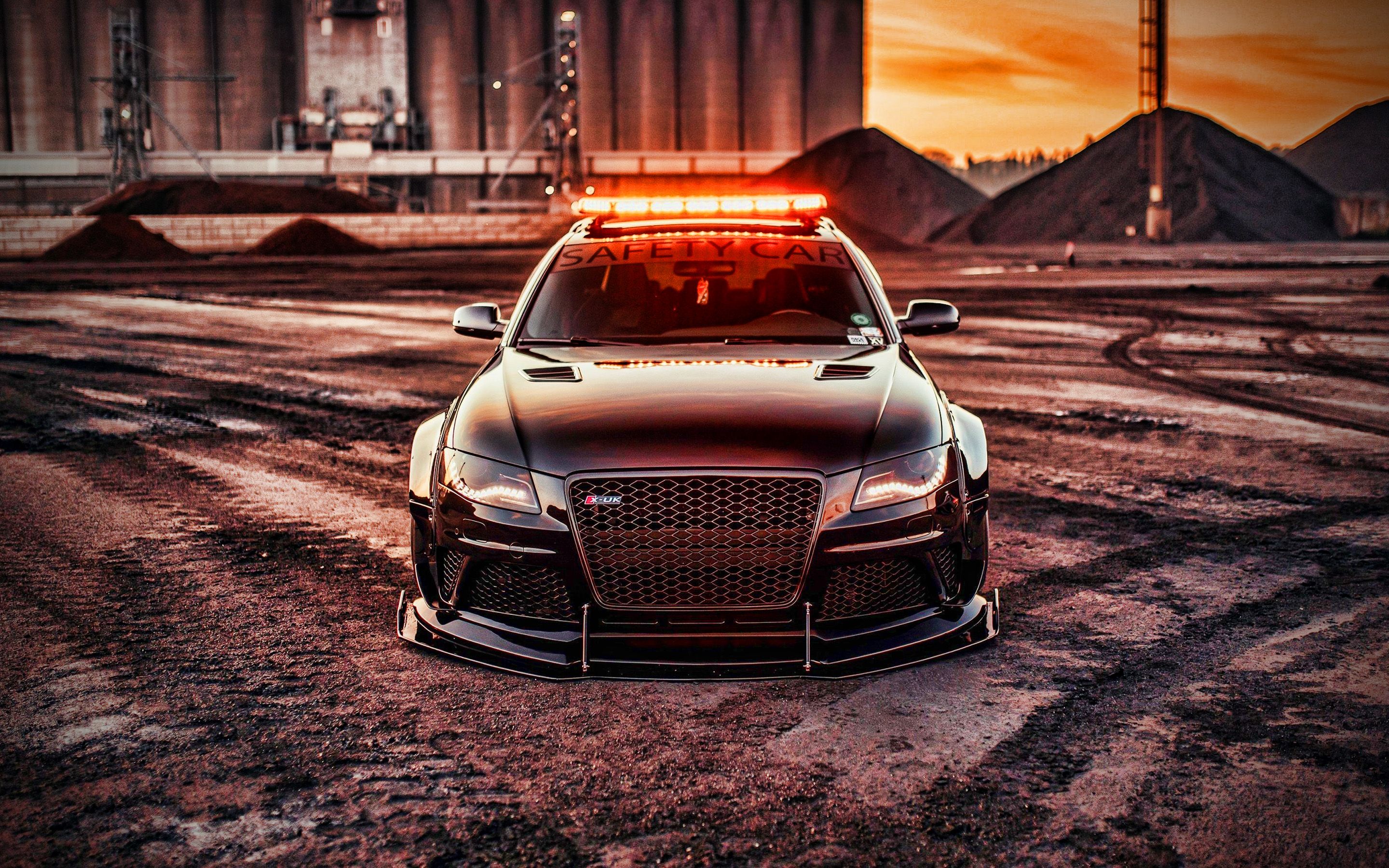 Widebody, Tuning, Blaulicht, Steinbruch, Sonnenuntergang, 2K, MacBook-Hintergrundbild