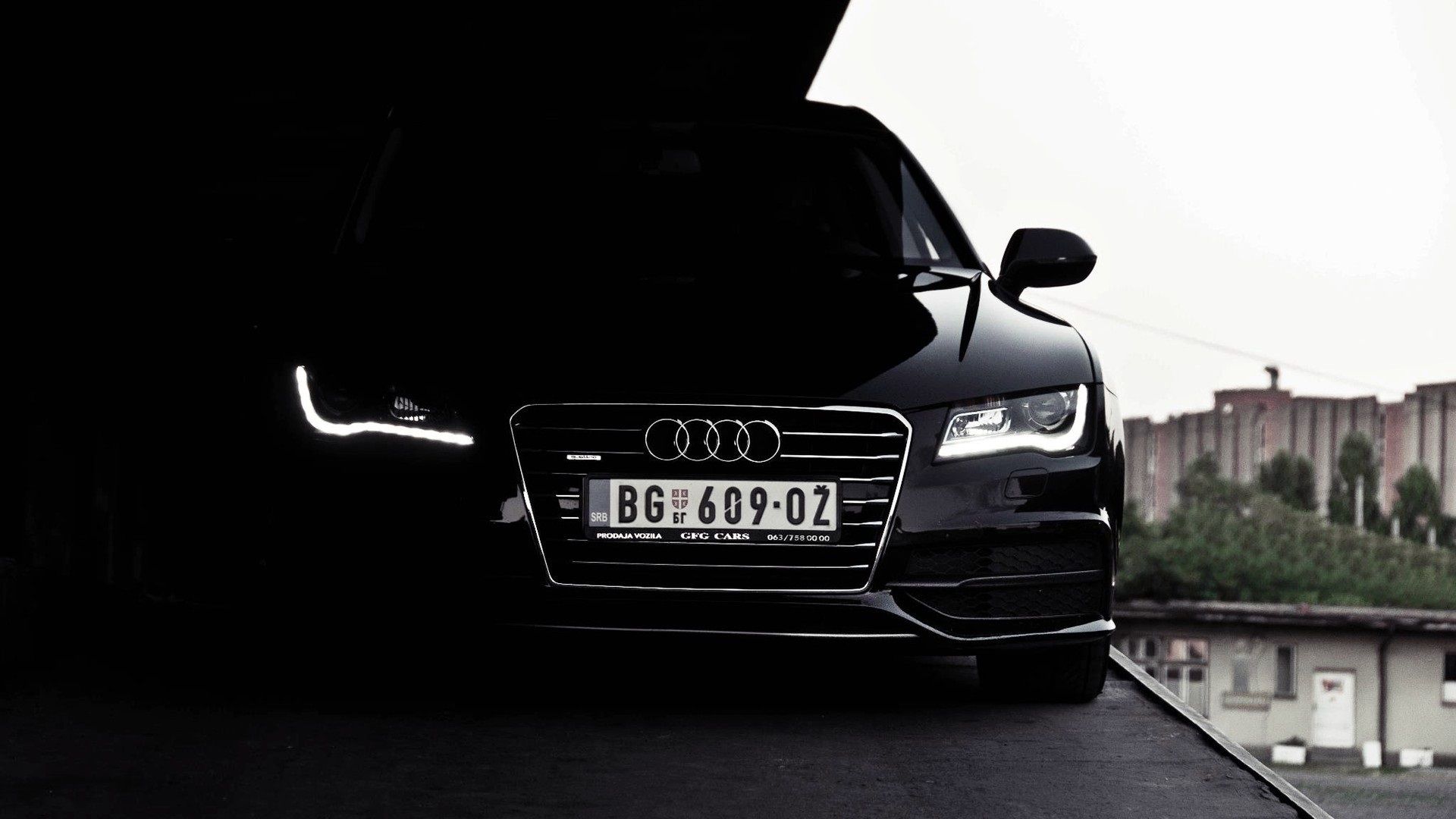 Audi A8, Schwarz, LED-Scheinwerfer, Limousine, Frontansicht, 1920x1080, PC-Hintergrundbild