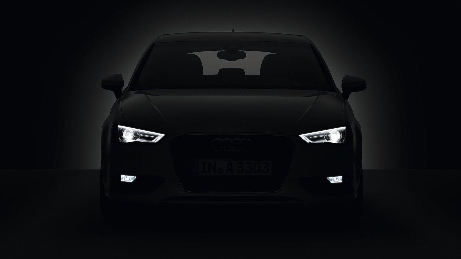 Audi A3, Silhouette, Scheinwerfer, Dunkel, Minimalismus, HD, Breitbild-Hintergrundbild