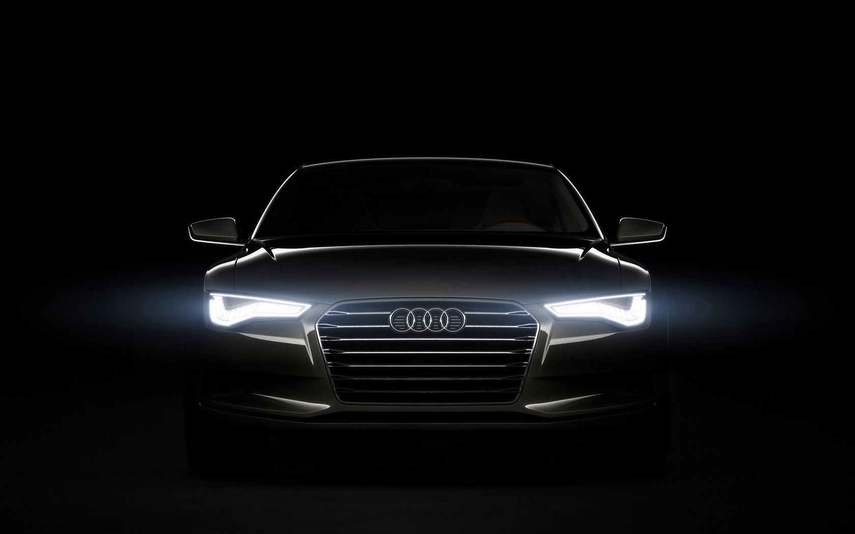 Audi A7, LED-Scheinwerfer, Dunkel, Frontansicht, Silhouette, HD, MacBook-Hintergrundbild