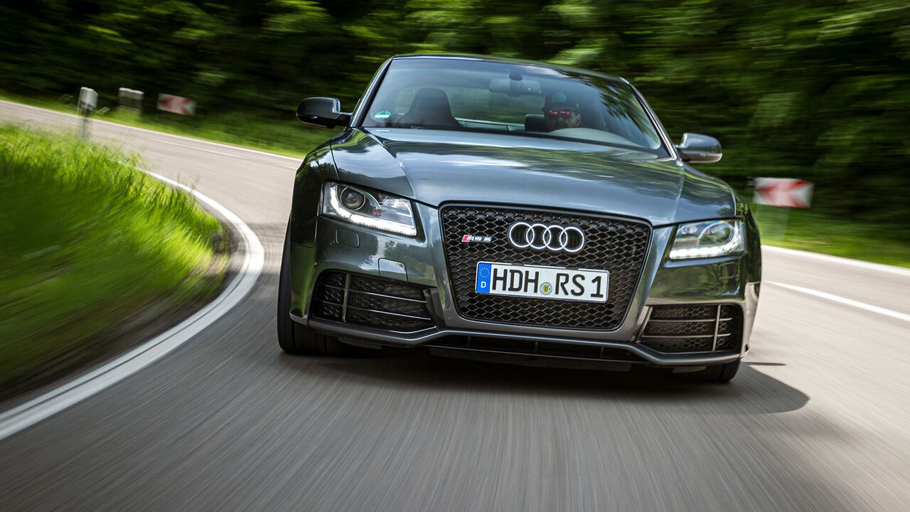 Audi RS5, Grau, Kurve, Fahraufnahme, Bewegungsunschärfe, HD-Hintergrundbild für PC