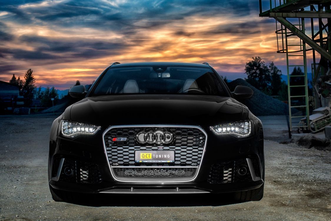 Audi RS6, ABT Sportsline, Schwarz, Abendhimmel, Frontansicht, Hintergrundbild