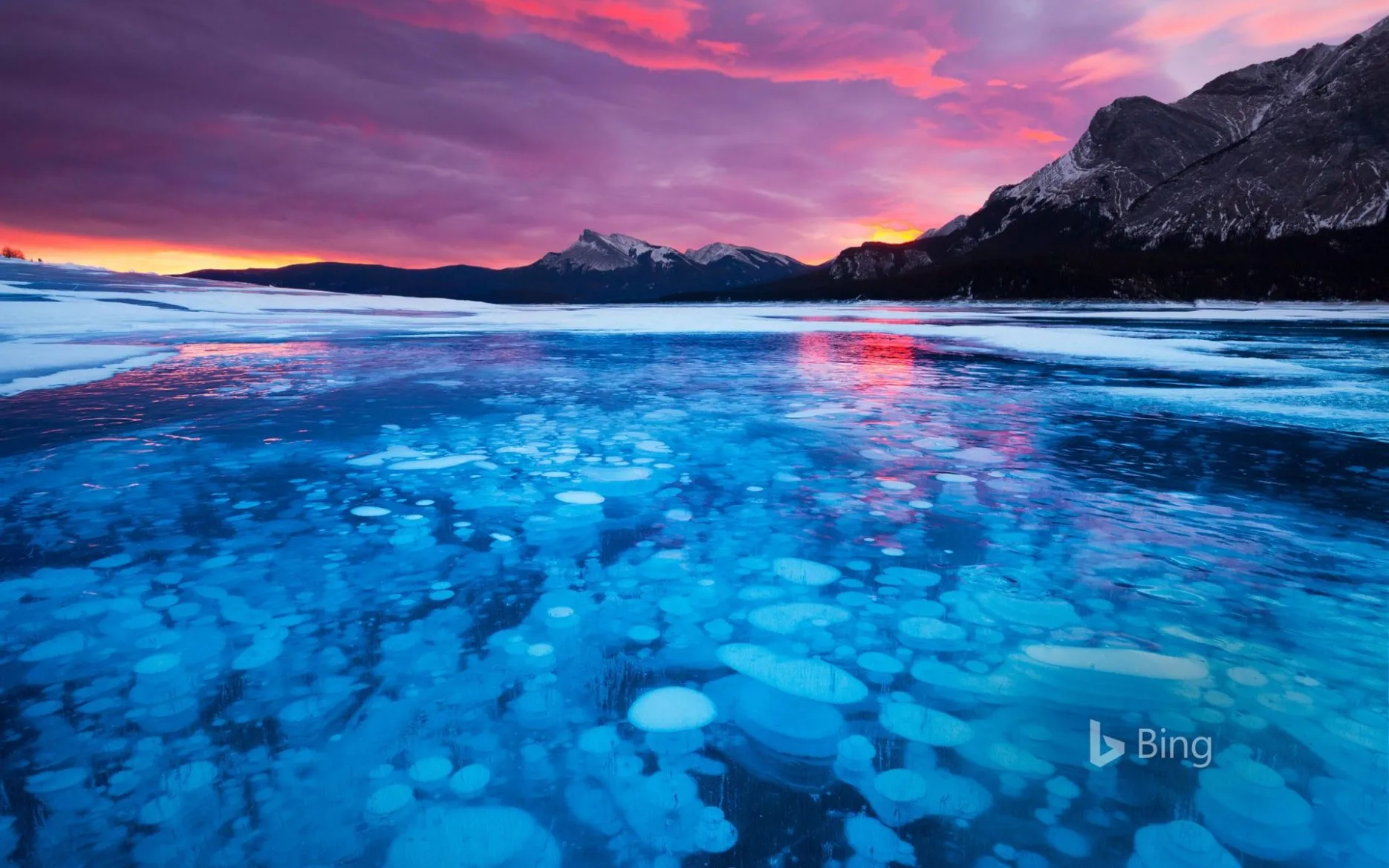 Abraham Lake, Kanada, Eisblasen, Gefrorener See, Winter, Dämmerung, HD, Laptop-Hintergrundbild