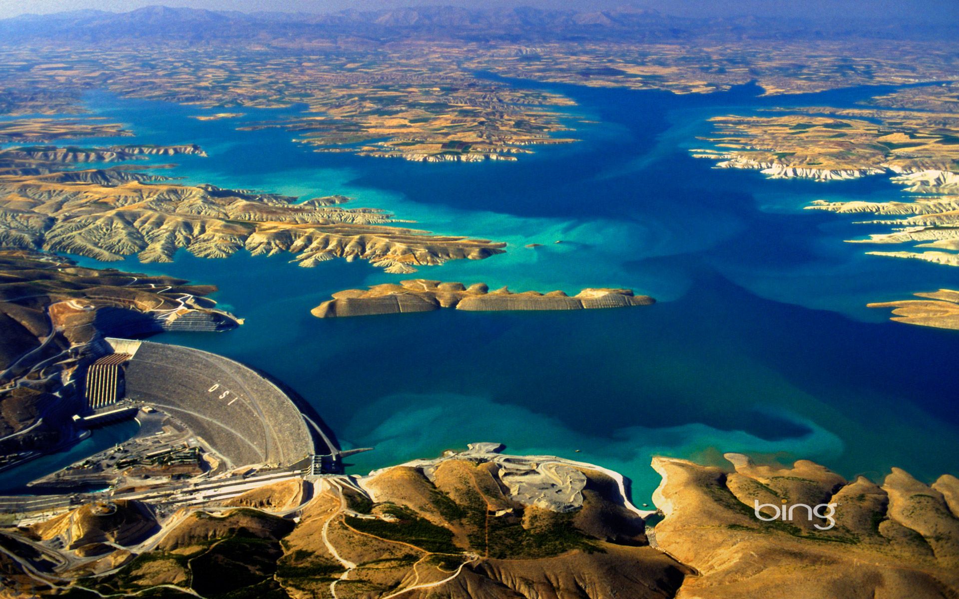 Inseln, Luftaufnahme, Küste, Meer, Blau, Bing, 16:10, Full-HD-Hintergrundbild für den Desktop