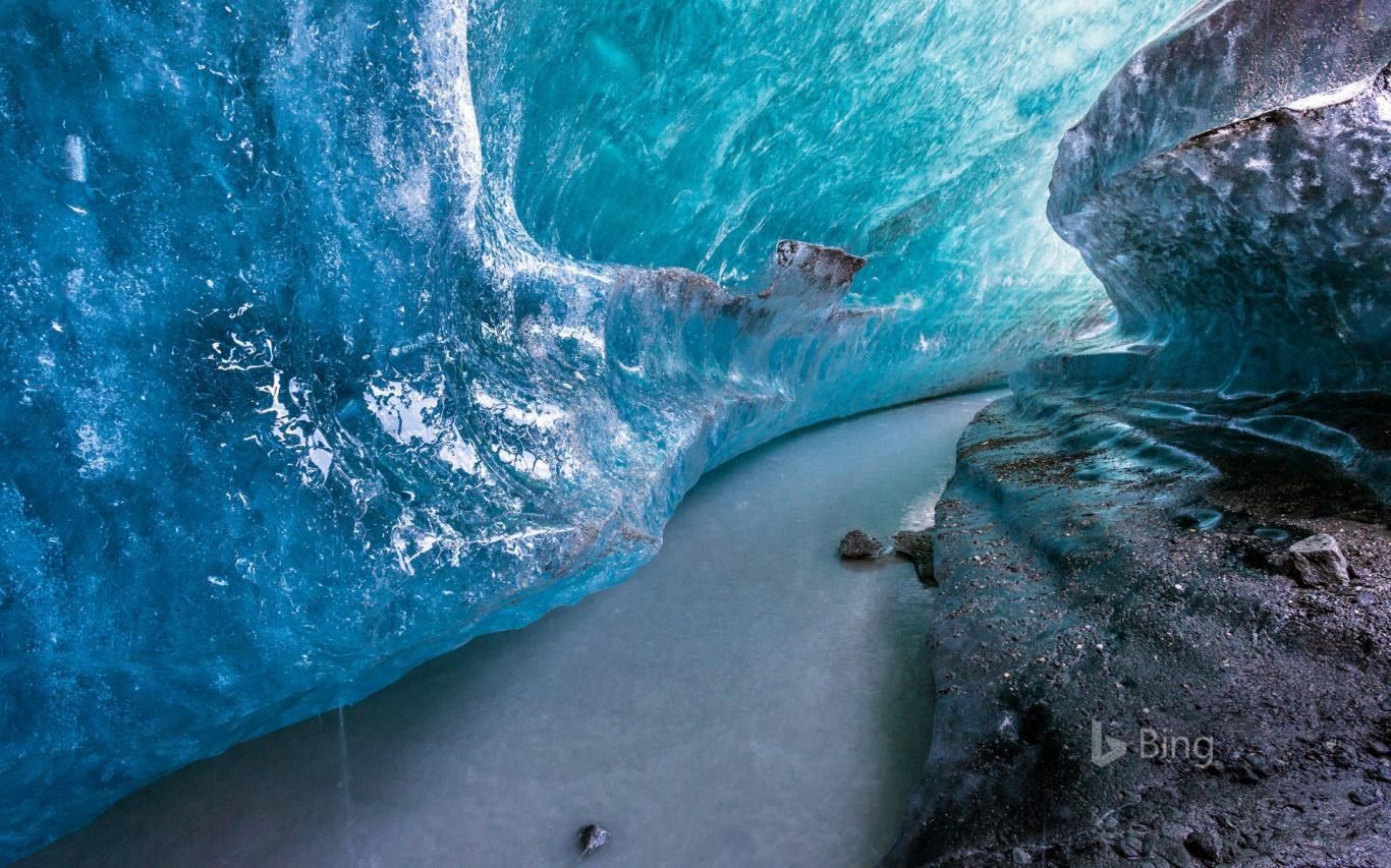 Eishöhle, Gletscher, Blaues Eis, Winter, Bing, 16:10, HD-Hintergrundbild für den Desktop
