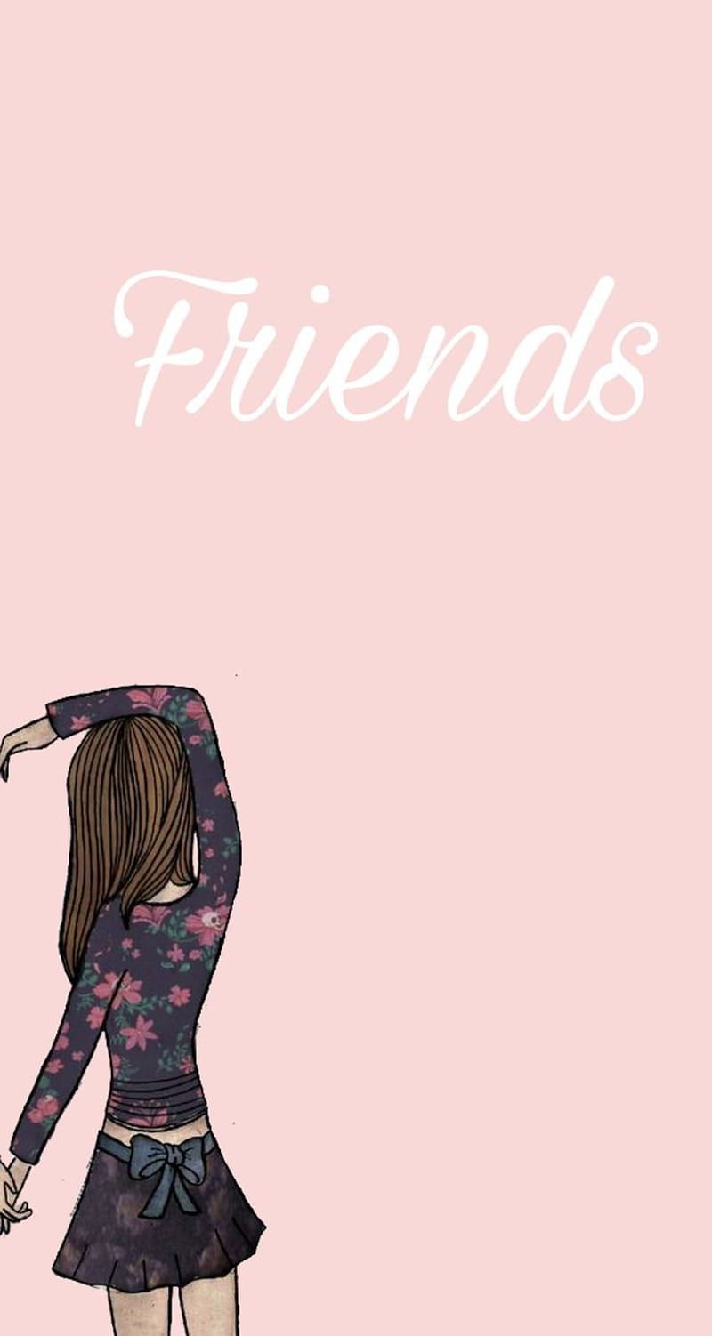 Friends, Mädchen, Schriftzug, Rosa, HD, Hintergrundbild fürs Handy