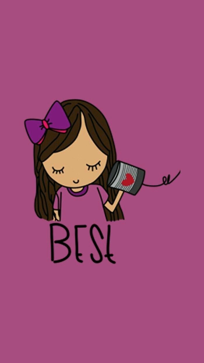 Best, Mädchen, Schleife, Illustration, Hintergrundbild für iPhone und Android