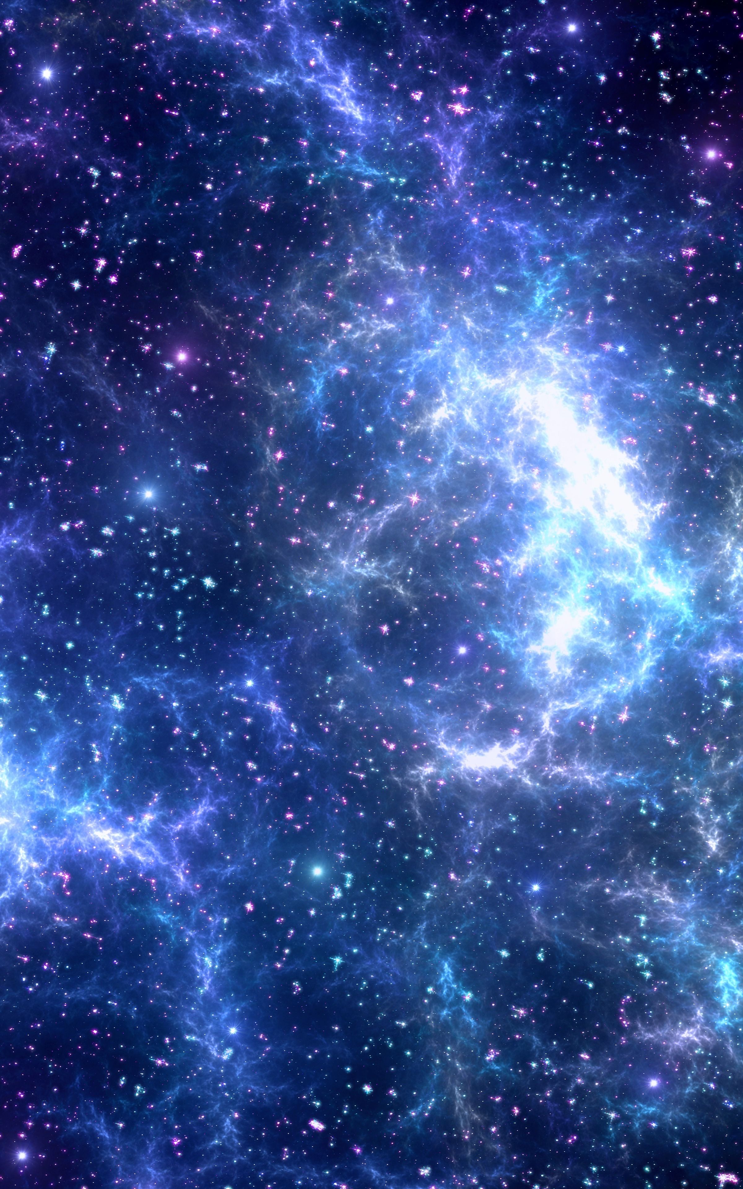 Galaxie, Nebel, Sternenstaub, Weltraum, Violett-Blau, Hochformat, QHD+, iPhone-Hintergrundbild