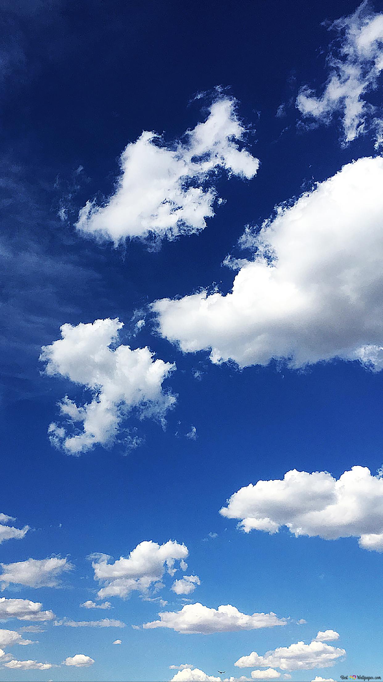Wolken, Blauer Himmel, Kumuluswolken, Sommer, Hochformat, Full HD, iPhone-Hintergrundbild