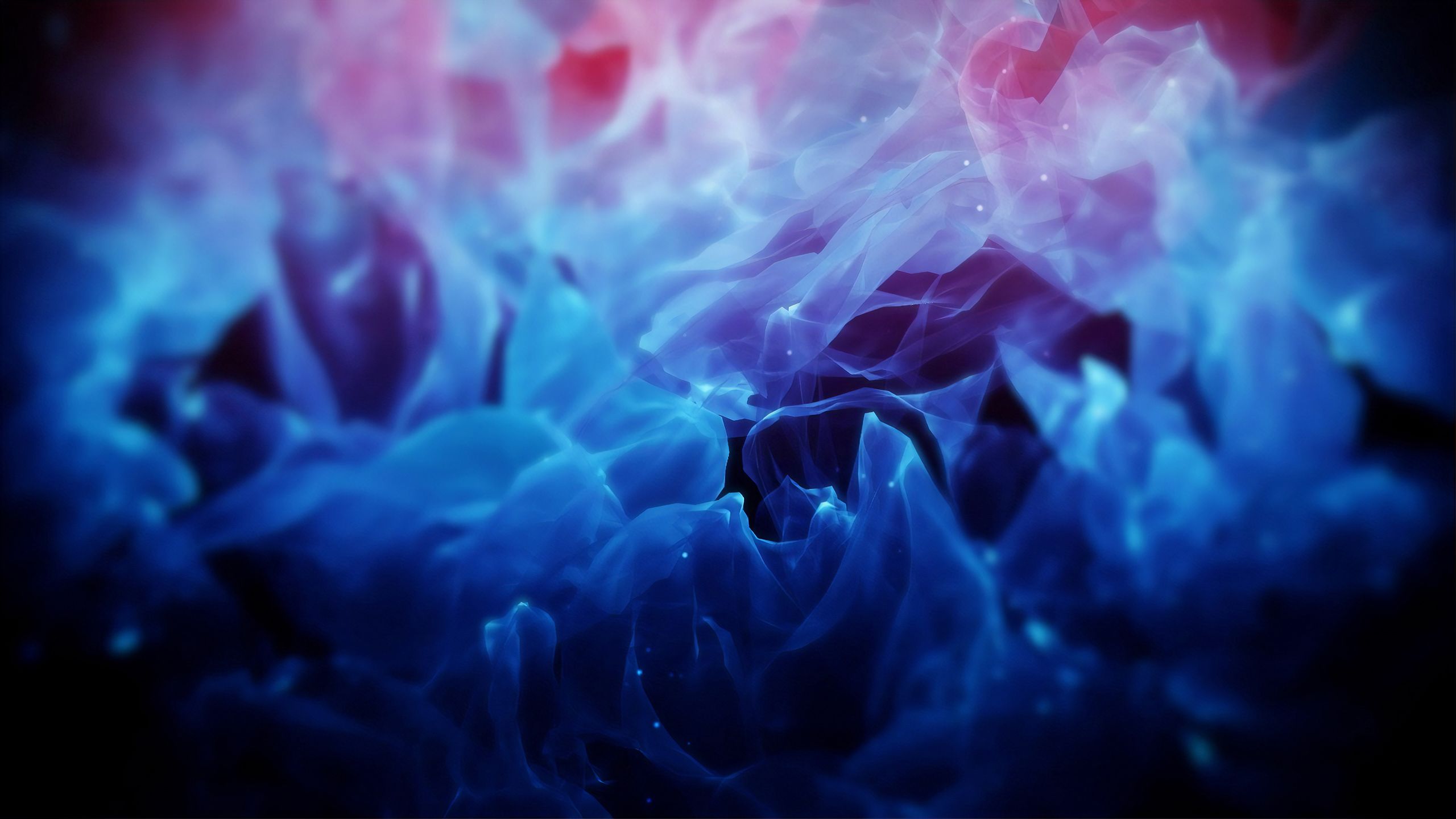 Abstrakt, Rauch, Farbwolken, Blau-Rot, Dunkel, 2K, Hintergrundbild für den PC