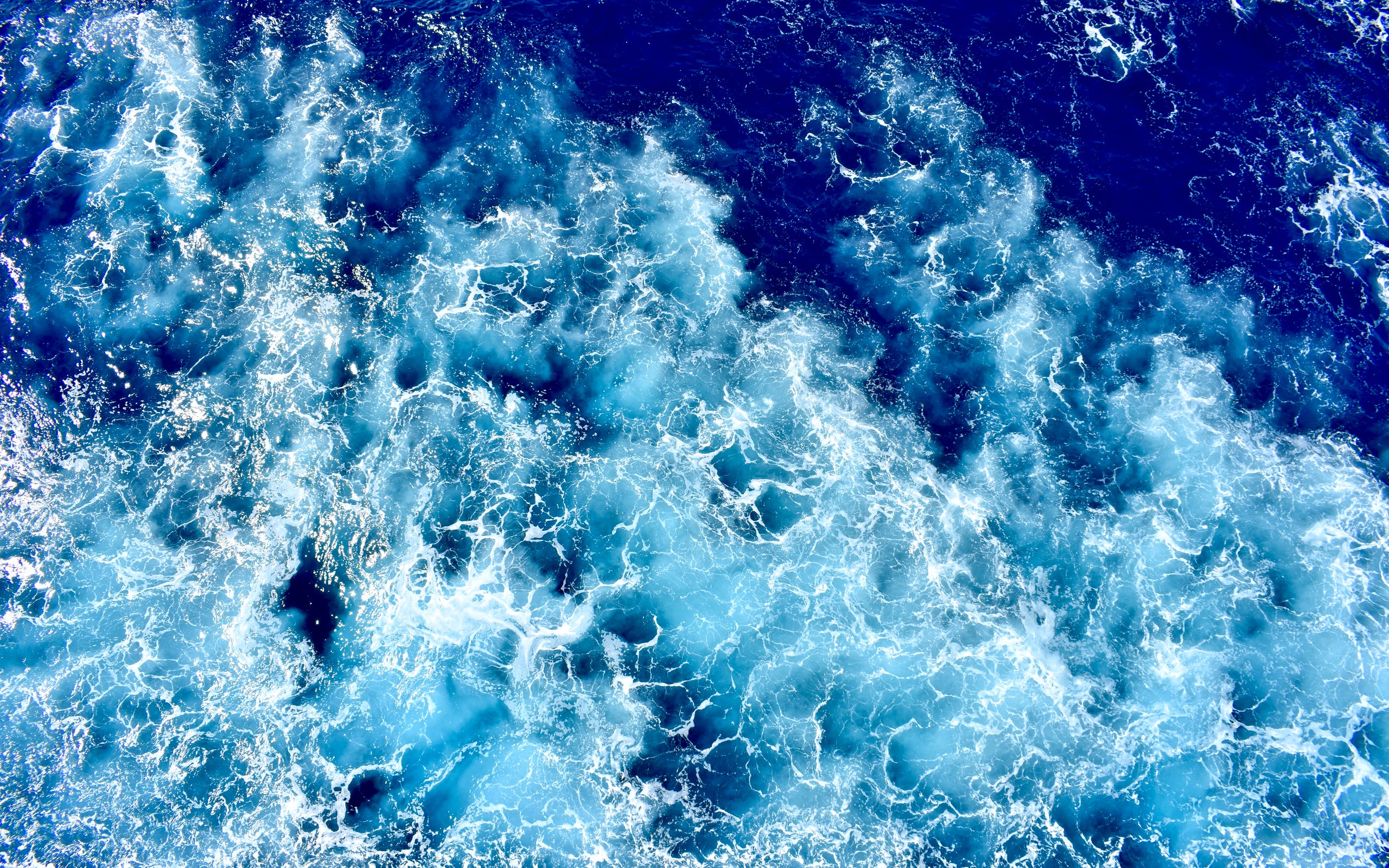 Meereswellen, Gischt, Luftaufnahme, Blau, Ozean, 2K, Hintergrundbild für den PC
