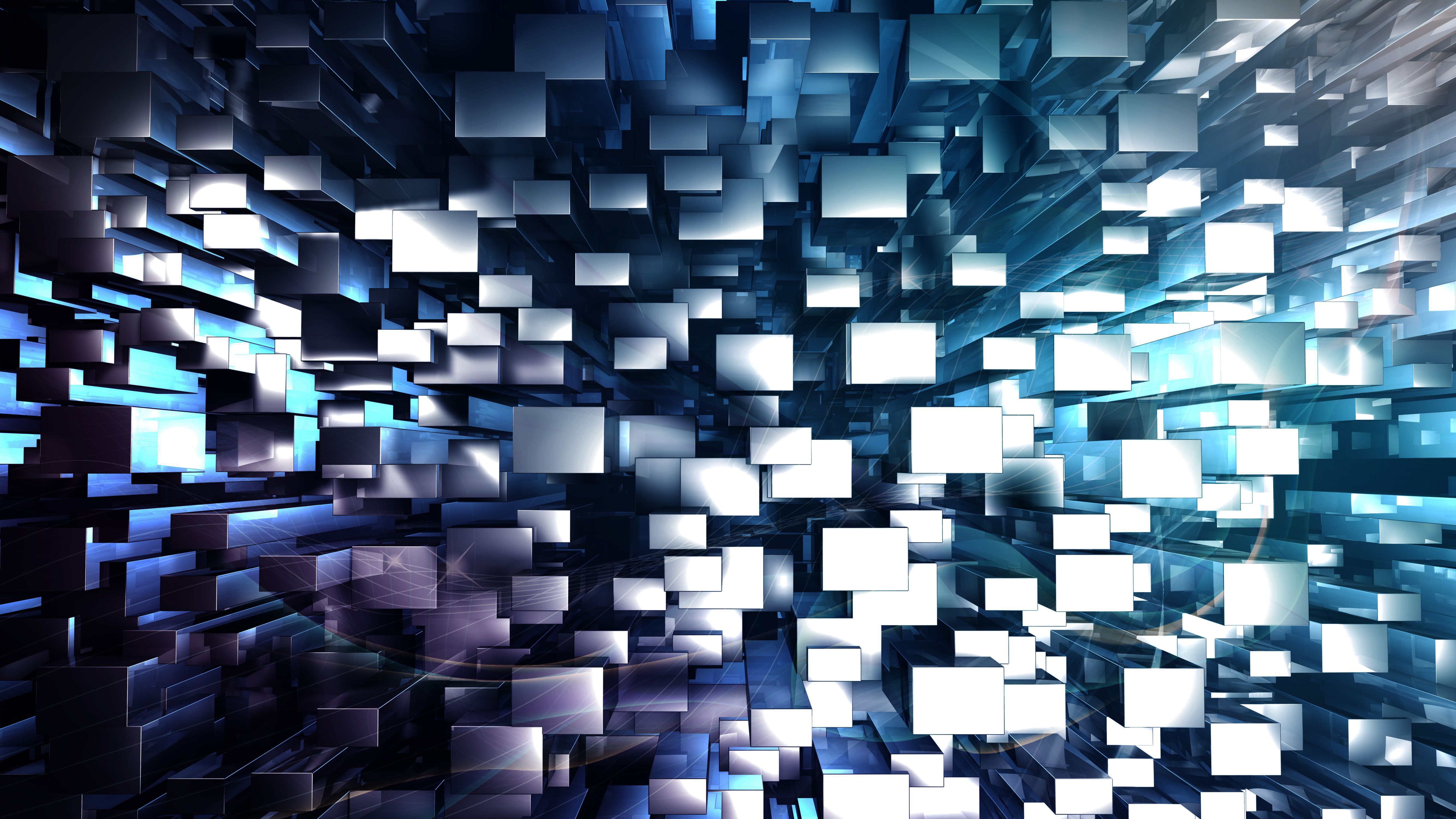 3D-Würfel, Abstrakt, Geometrisch, Metallisch, Tunnel, 5K, Hintergrundbild für den PC