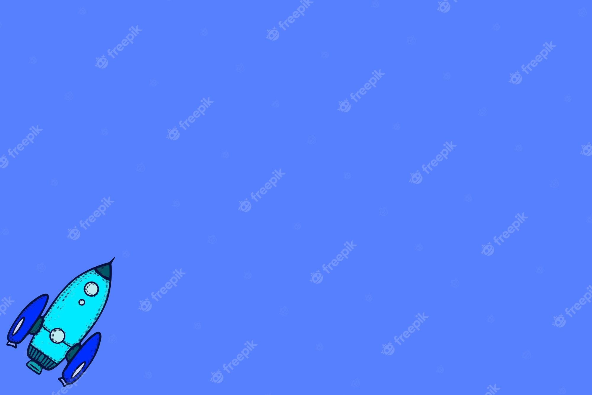 Rakete, Cartoon, Weltraum, Kornblumenblau, Minimalistisch, Full HD, PC-Hintergrundbild