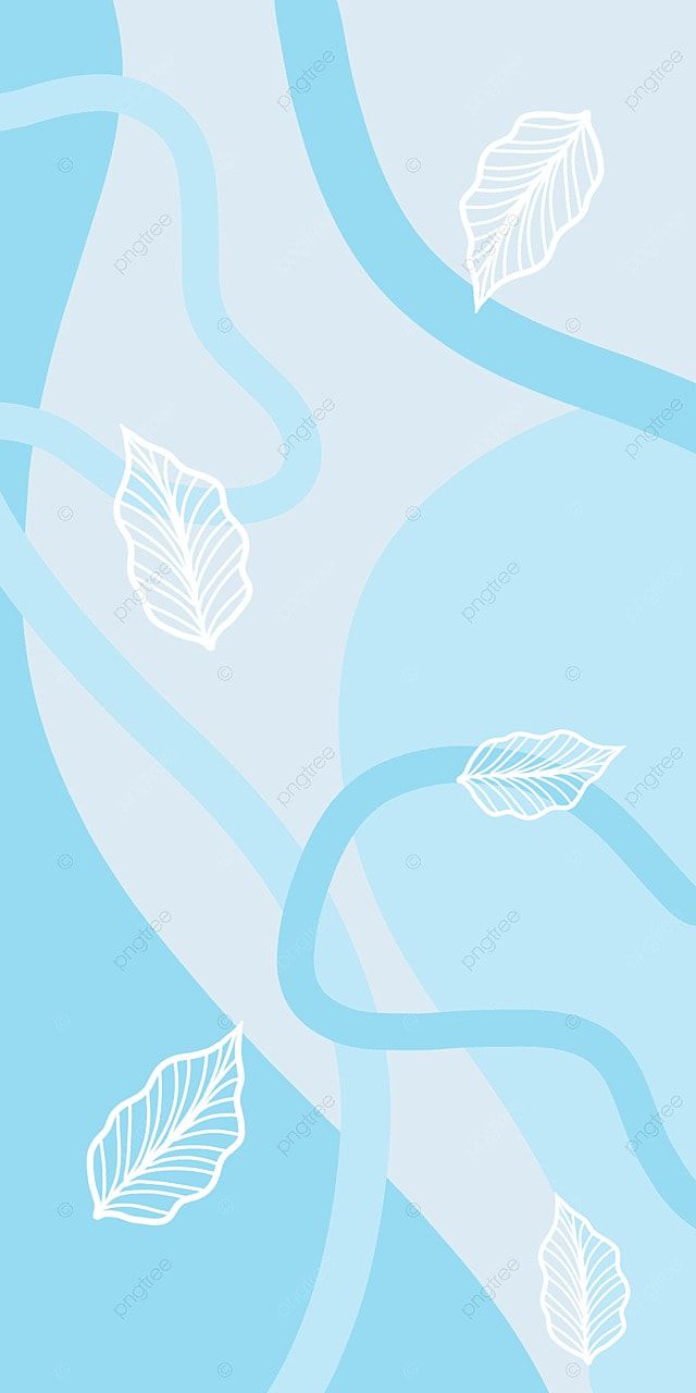 Blätter, Line Art, Wellenlinien, Hellblau, Pastell, Hochformat, Android-Hintergrundbild