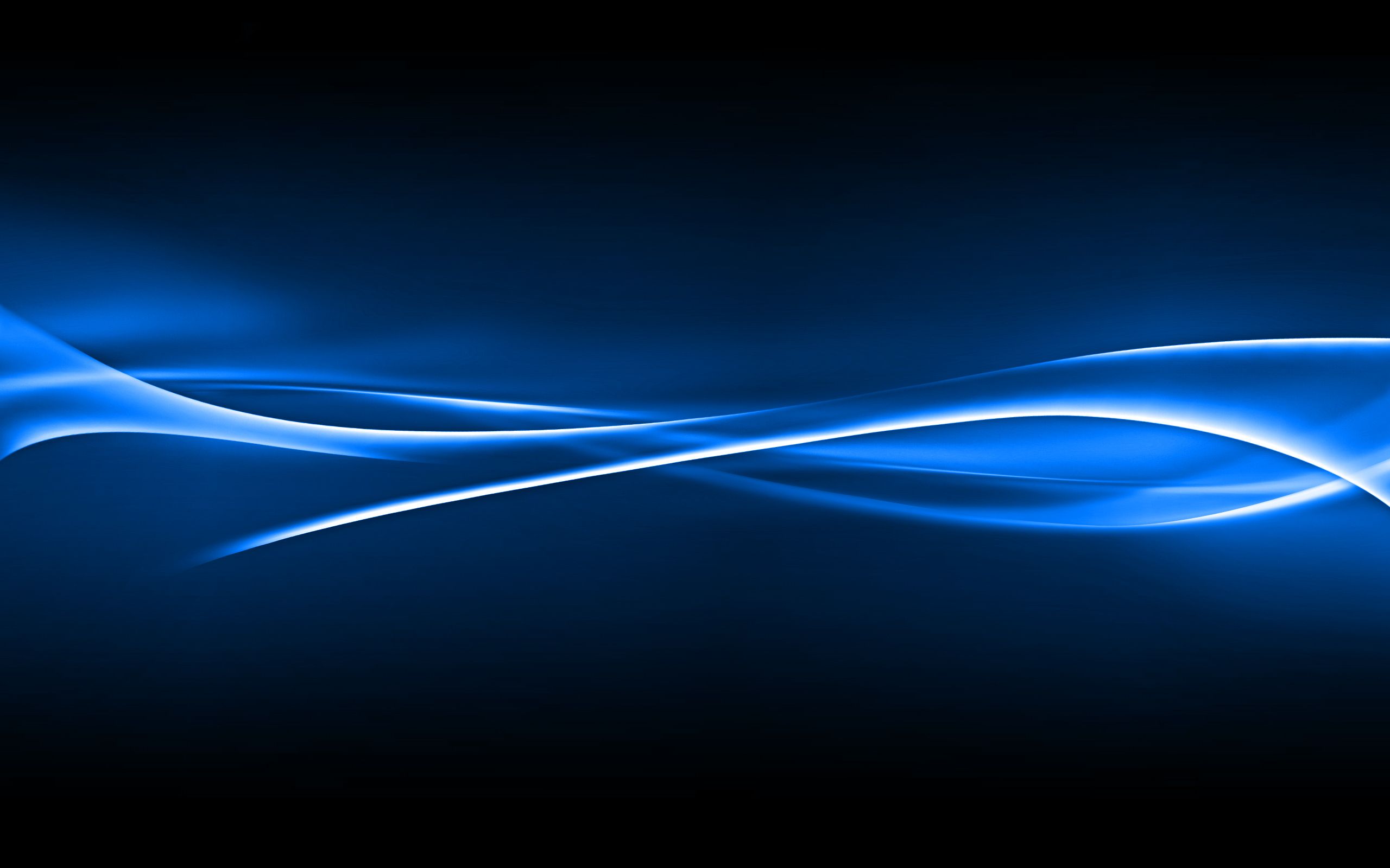 Lichtwellen, Abstrakt, Leuchtend, Schwarz-Blau, Minimalistisch, 2K, PC-Hintergrundbild