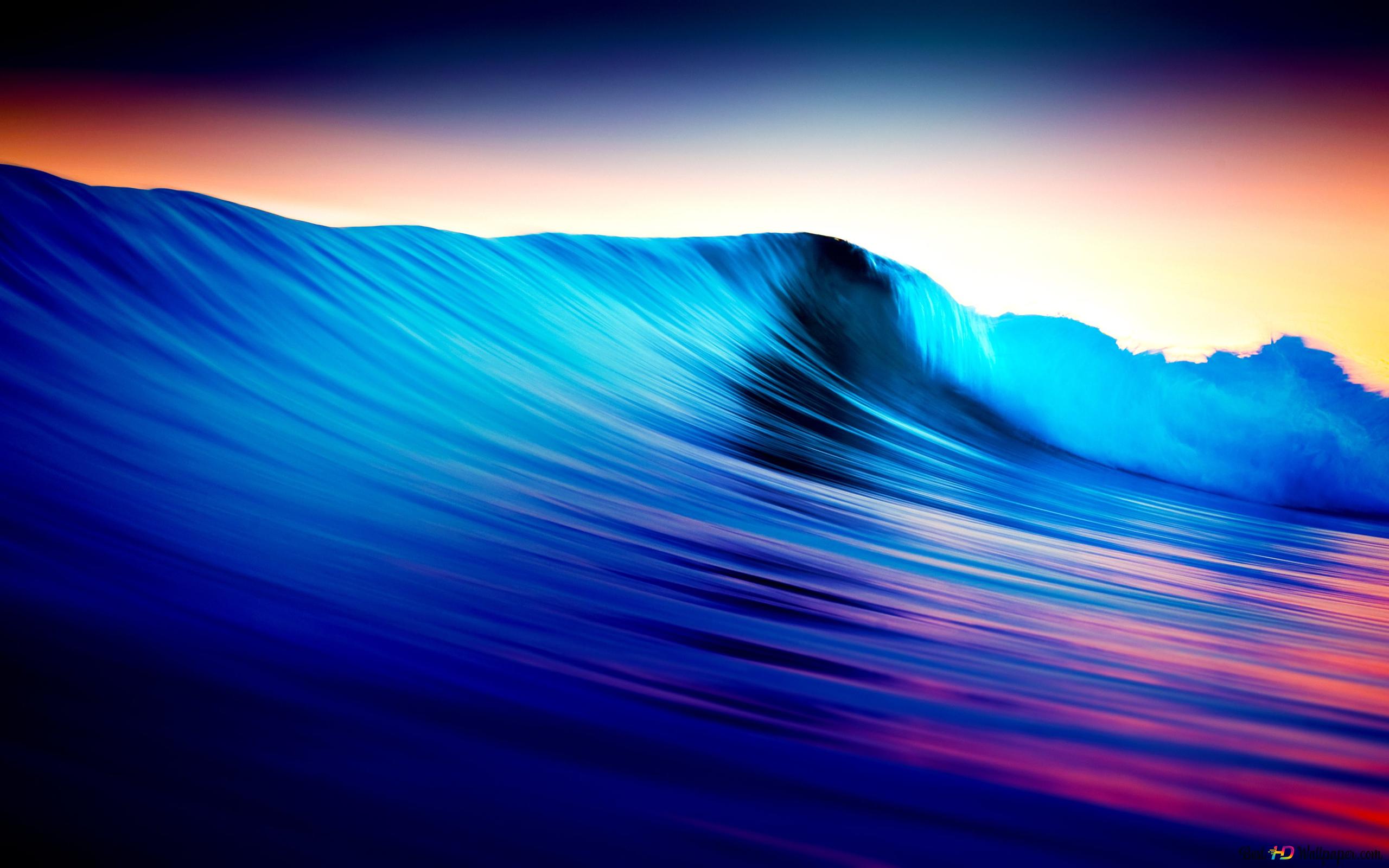 Welle, Ozean, Langzeitbelichtung, Abendrot, Digitale Kunst, 2K, MacBook-Hintergrundbild