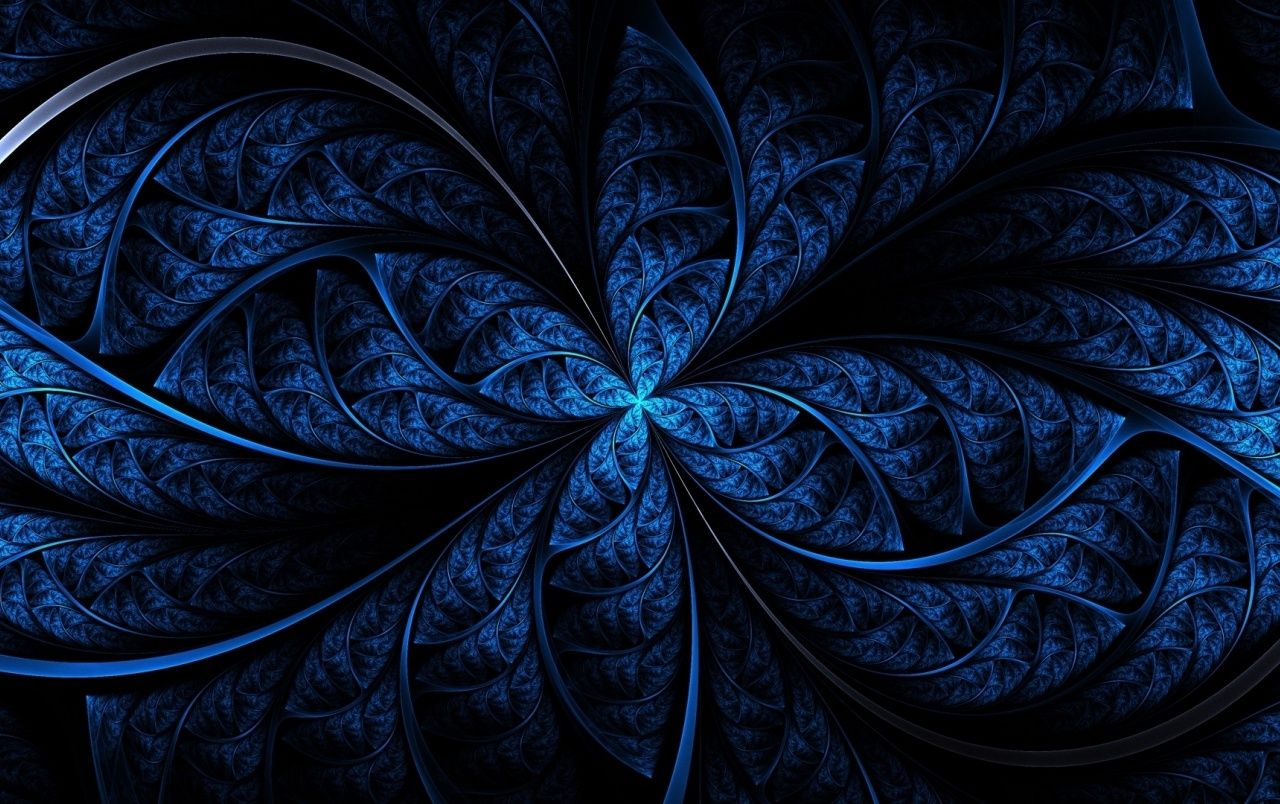 Fraktal, Blüte, Abstrakt, Dunkelblau, Symmetrisch, 16:10, HD-Hintergrundbild für den Desktop