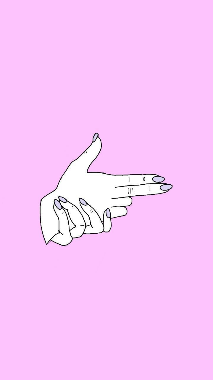 Hand, Fingerpistole, Strichzeichnung, Rosa, Hochformat, Hintergrundbild fürs Smartphone
