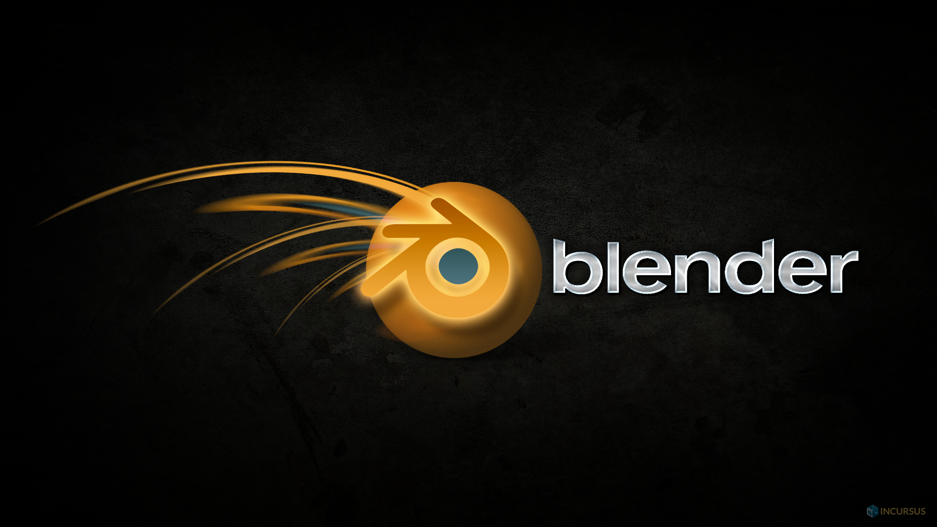 Blender, Blender-Logo, Lichtschweif, Schwarzer Hintergrund, Orange, Full HD Wallpaper