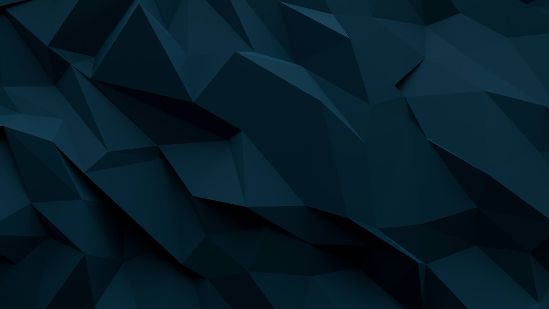 Low Poly, Polygone, Dunkelpetrol, Abstrakt, Textur, 1920x1080, Full-HD-Hintergrundbild für PC