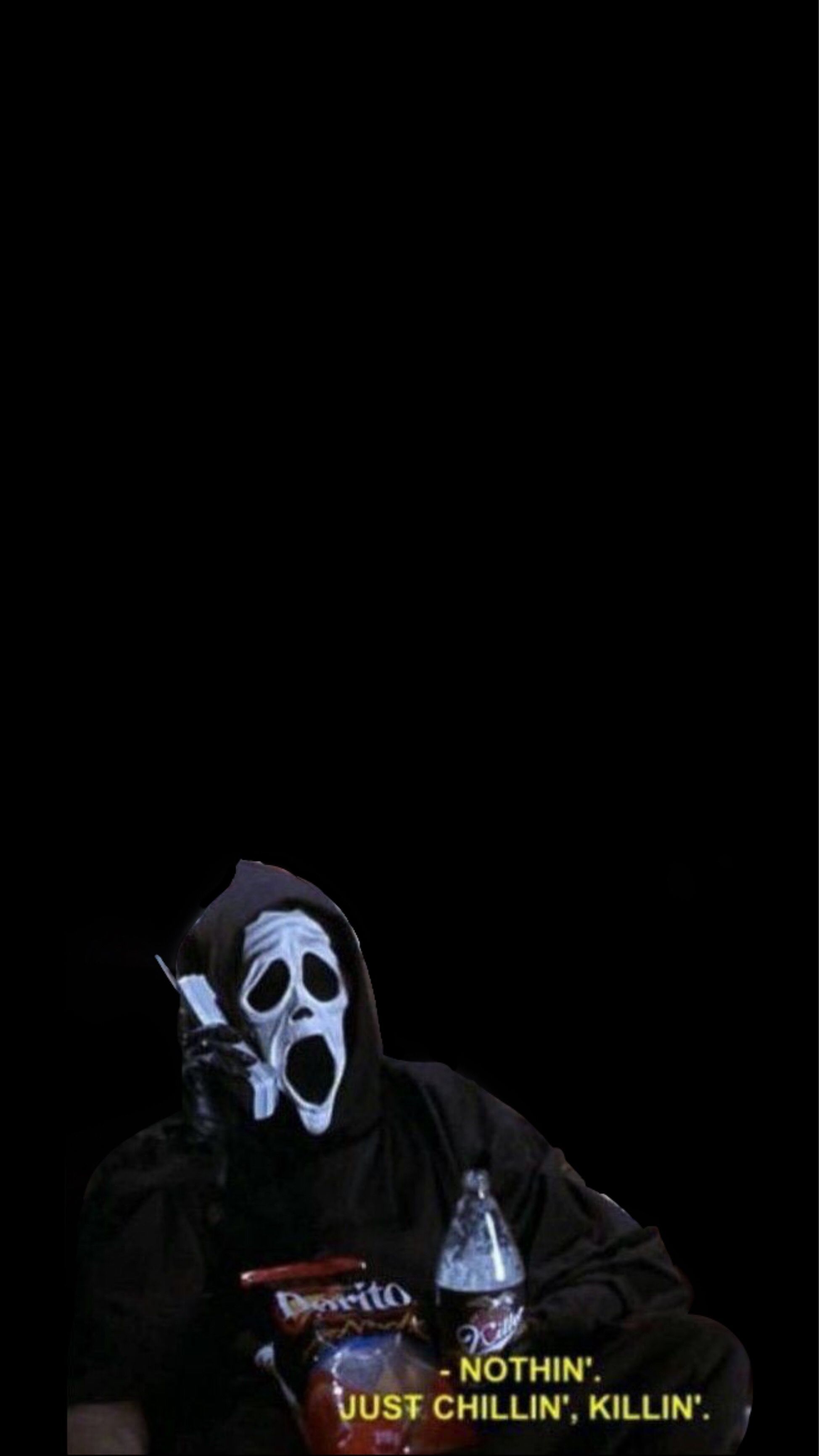 Ghostface, Scream, Maske, Schwarzer Hintergrund, Schwarzer Humor, Sperrbildschirm fürs iPhone