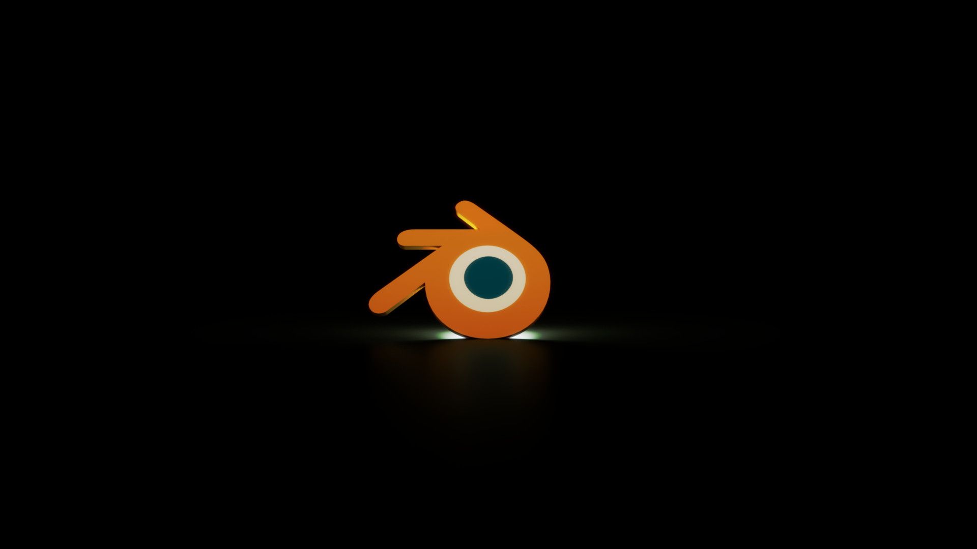Blender-Logo, Schwarzer Hintergrund, Spiegelung, Minimalistisch, Orange, Full HD Wallpaper