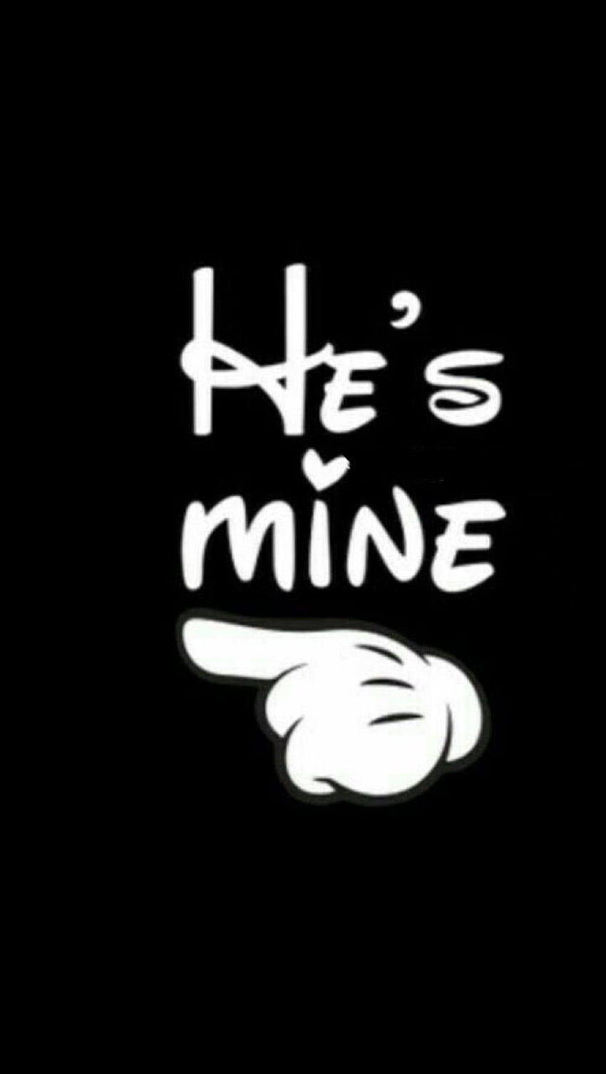 He's mine, Comic-Hand, Schriftzug, Schwarz, HD, Sperrbildschirm fürs iPhone