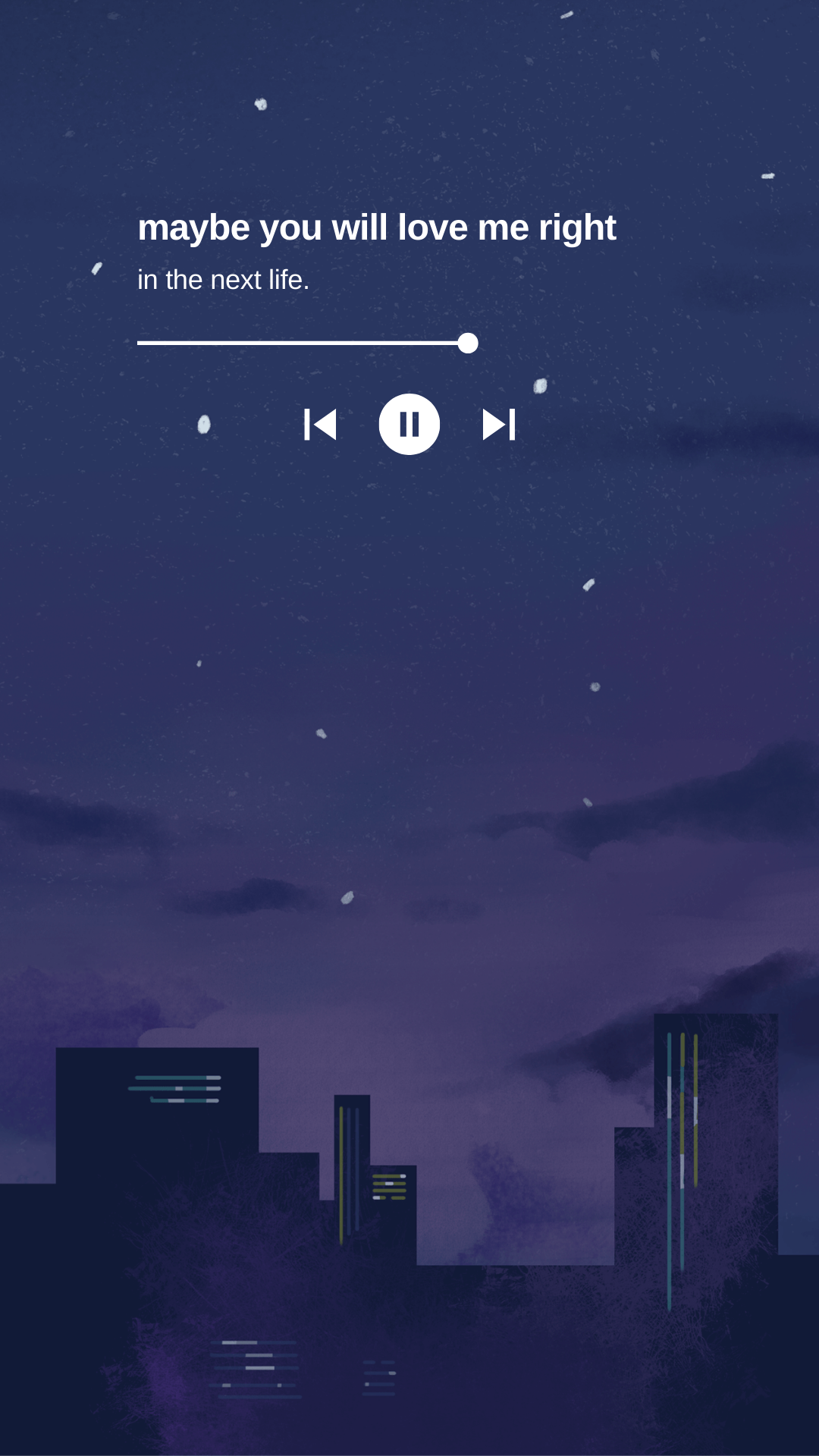 Musikplayer, Liedtext, Nachthimmel, Stadt, Dunkelblau, Full HD, Sperrbildschirm fürs iPhone