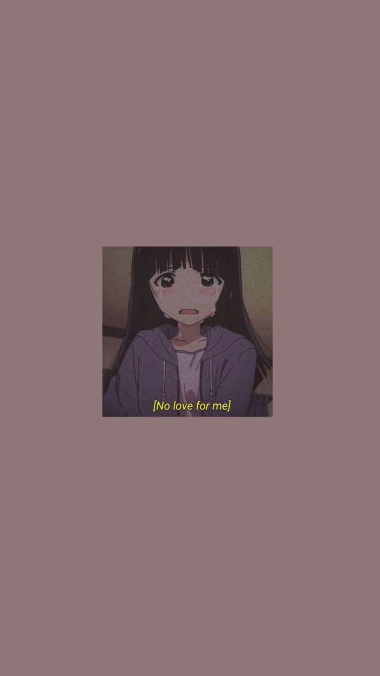 Anime-Mädchen, Traurig, Altrosa, Untertitel, Minimalistisch, HD, Handy-Hintergrund