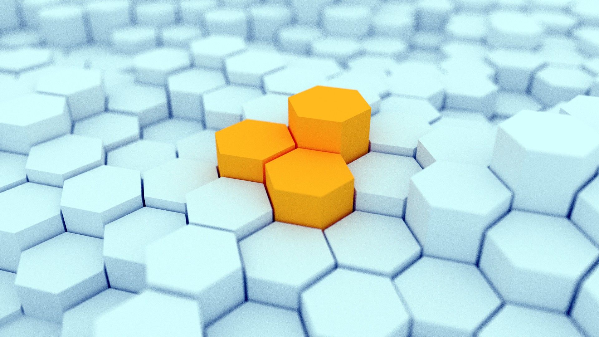 Sechsecke, Waben, Orange, Weiß, Geometrisch, 3D-Rendering, Full HD, Windows-Hintergrundbild