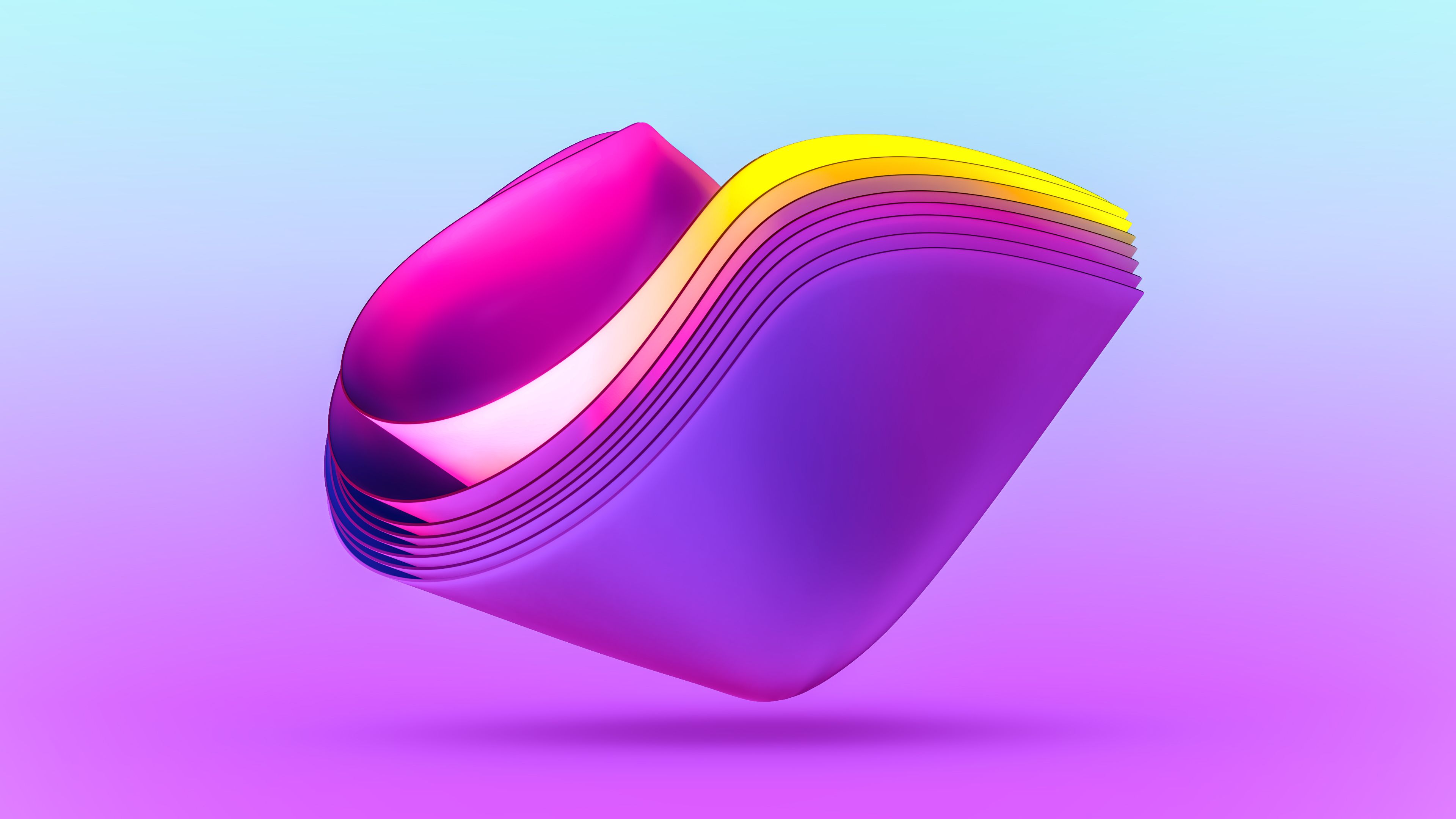 Abstrakte Form, Schichten, Pink-Lila, Verlauf, 3D-Rendering, 4K, PC-Hintergrundbild