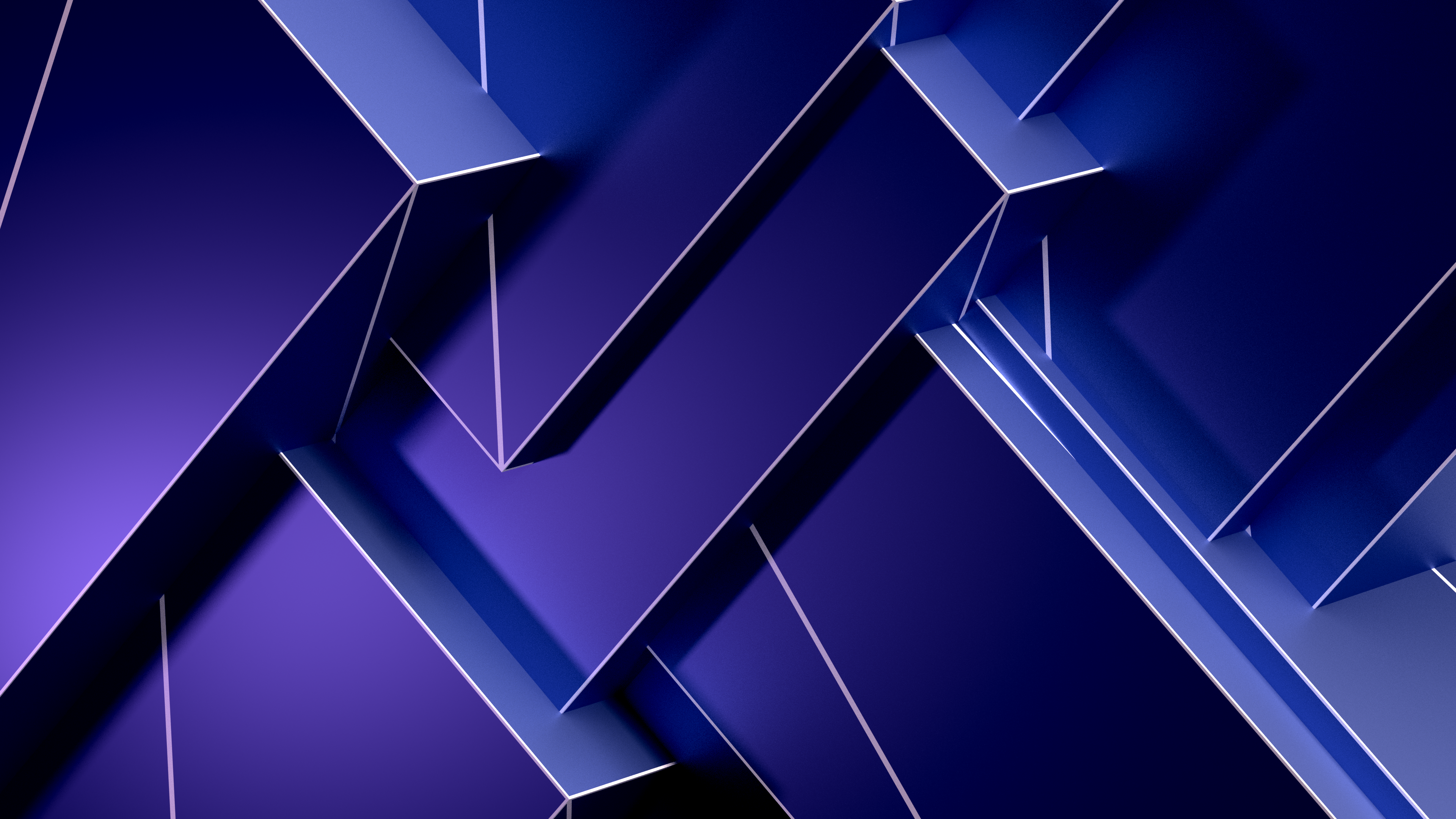 Geometrisch, Abstrakt, Violett, Kanten, Dunkelblau, 16:9, 4K-Hintergrundbild für den Desktop