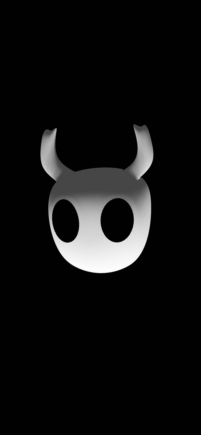 Hollow Knight, Maske, Schwarzer Hintergrund, Minimalistisch, Hochformat, Sperrbildschirm fürs iPhone