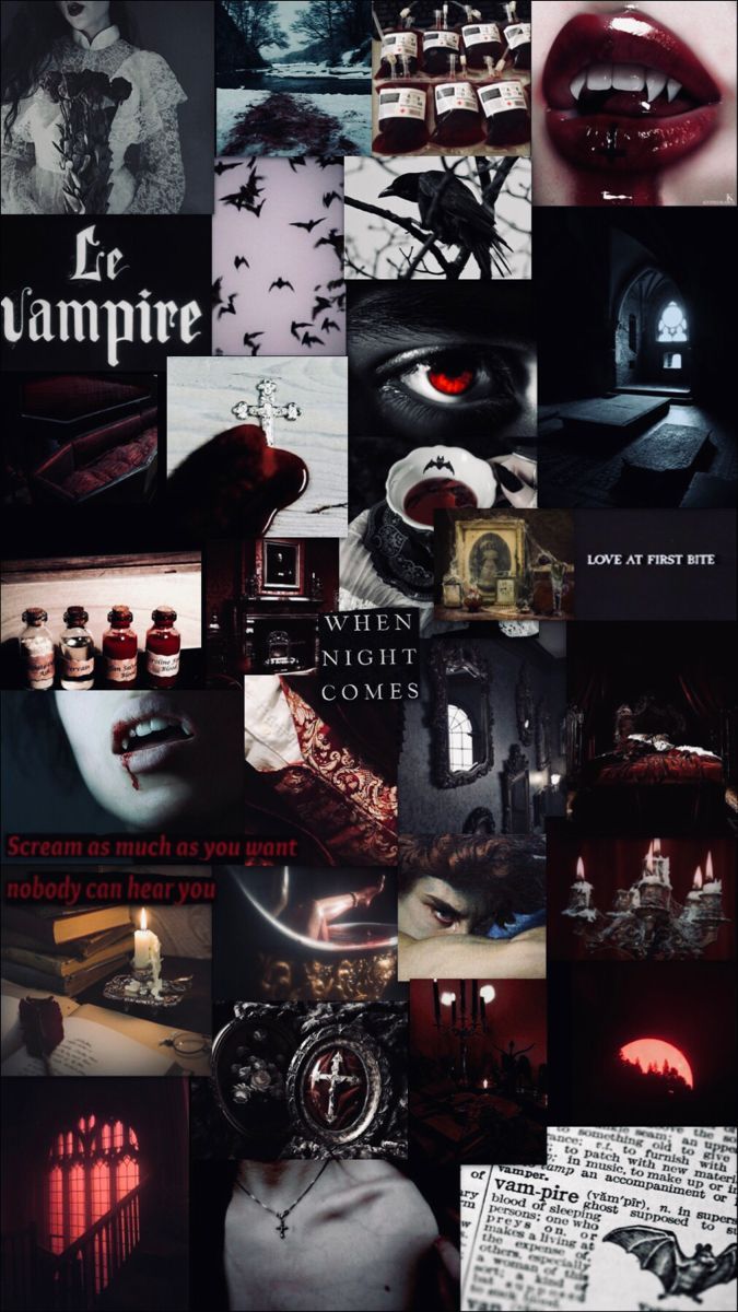 Vampire, Collage, Blut, Rot-Schwarz, Gothic, Hochformat, Hintergrundbild fürs Smartphone