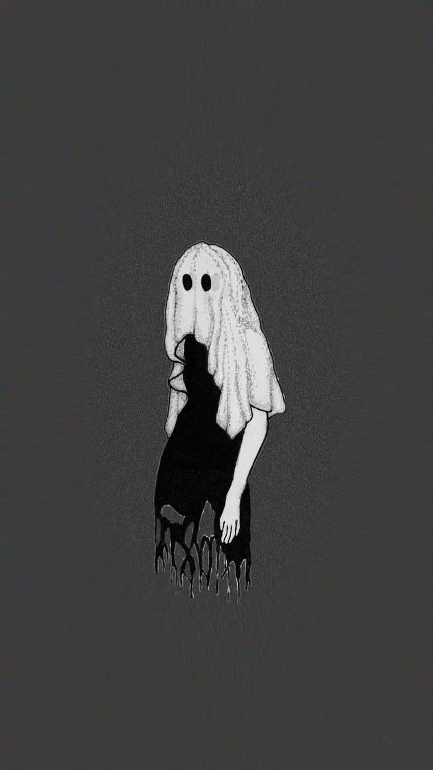 Geist, Weißer Schleier, Zeichnung, Grauer Hintergrund, Minimalistisch, Sperrbildschirm fürs iPhone