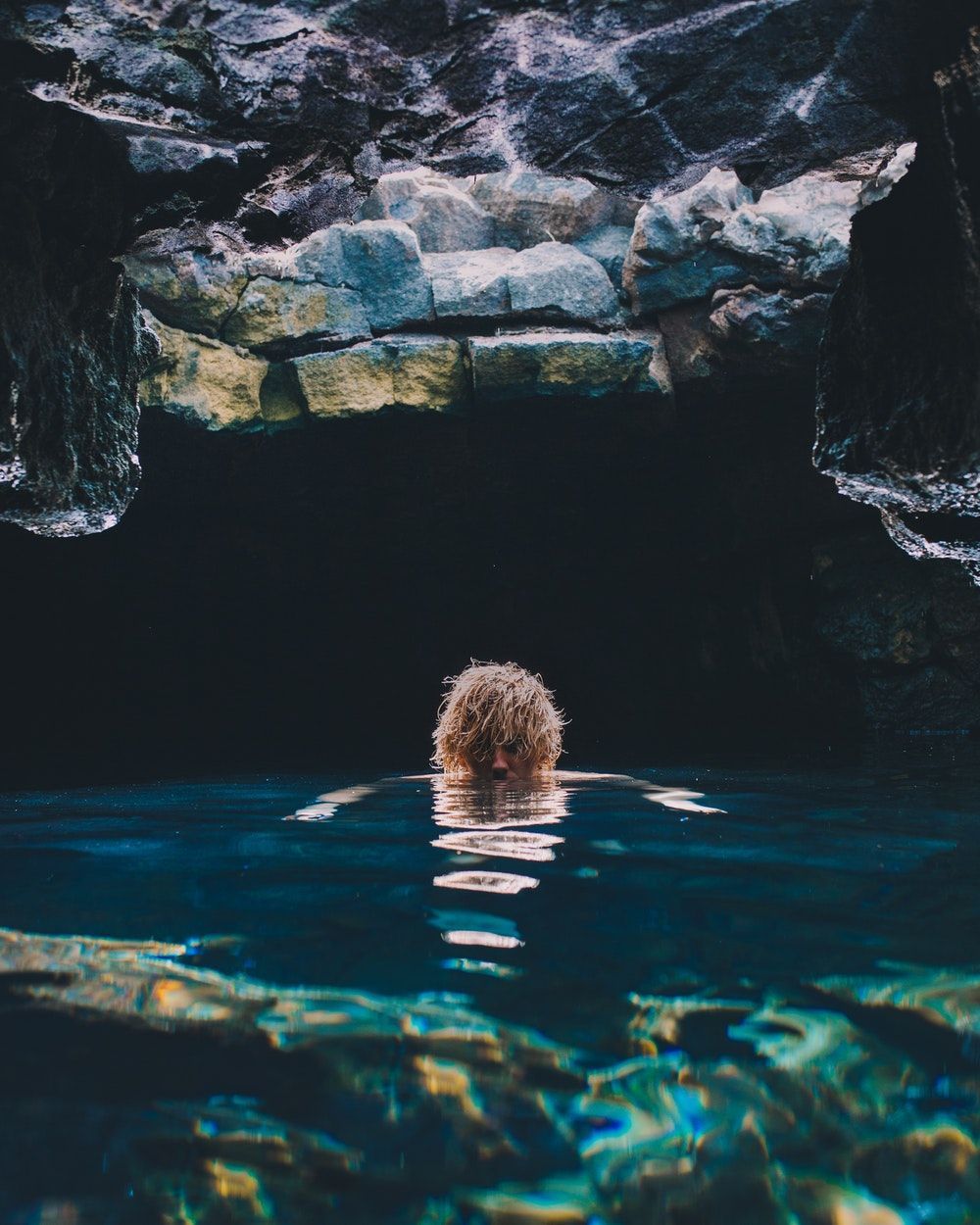 Unterwasserhöhle, Schwimmerin, Wasser, Höhle, Beklemmend, HD, iPad-Hintergrundbild