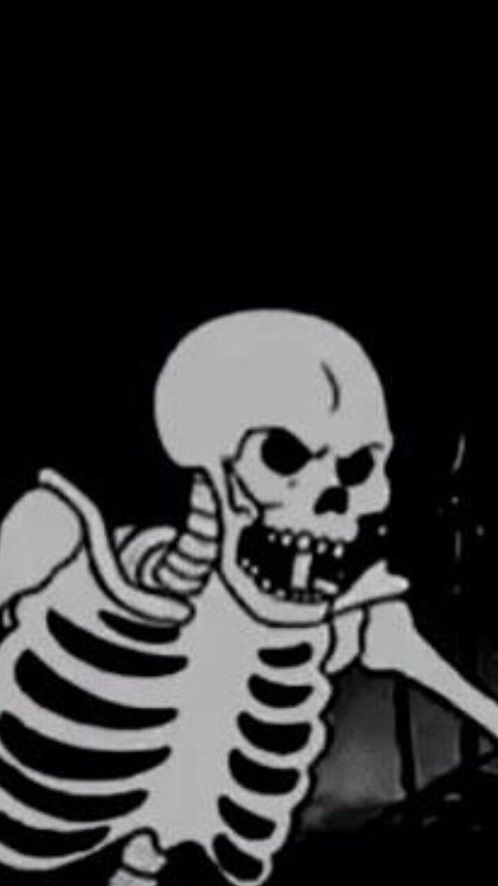 Skelett, Totenkopf, Meme, Schwarzer Hintergrund, Schwarz-Weiß, Sperrbildschirm fürs iPhone