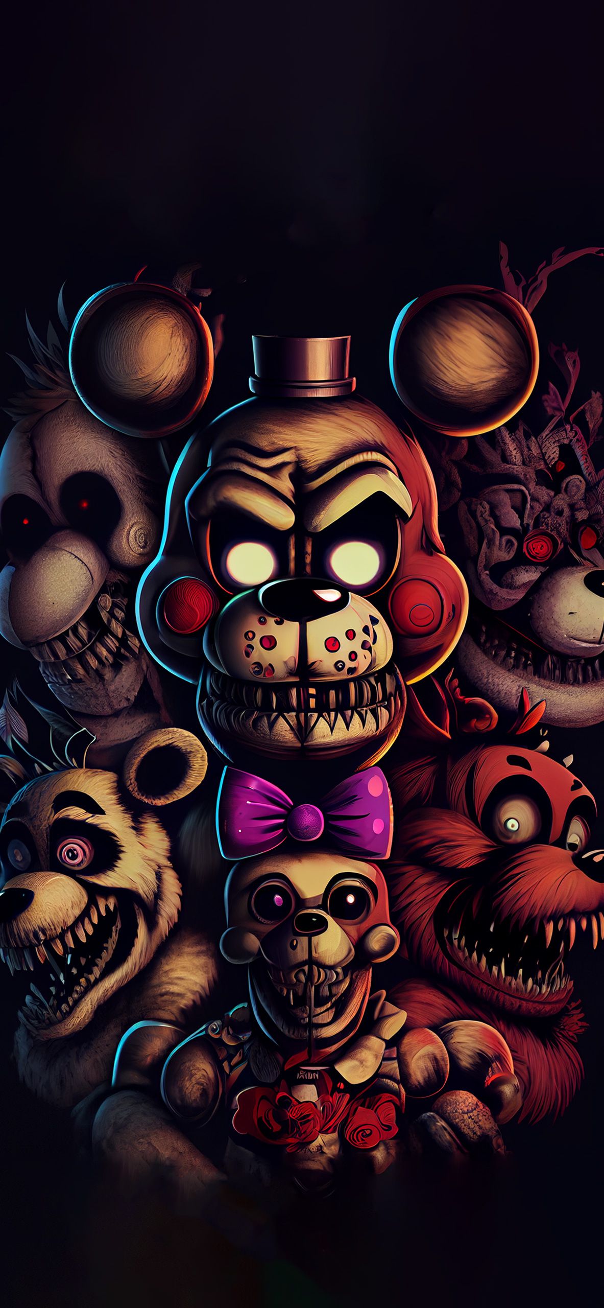 Five Nights at Freddy's, Freddy Fazbear, Animatronics, Dunkel, Videospiel, Full HD, Handy-Hintergrundbild