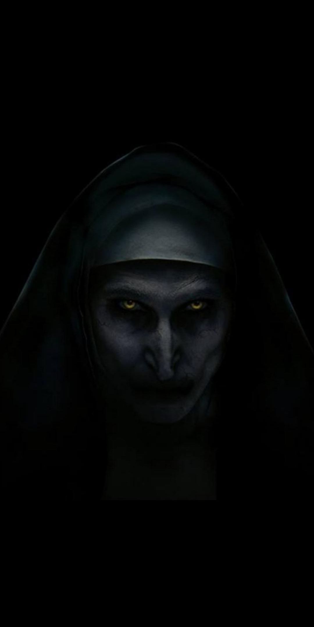 Valak, The Nun, Conjuring-Universum, Dämonische Nonne, Schwarzer Hintergrund, Sperrbildschirm